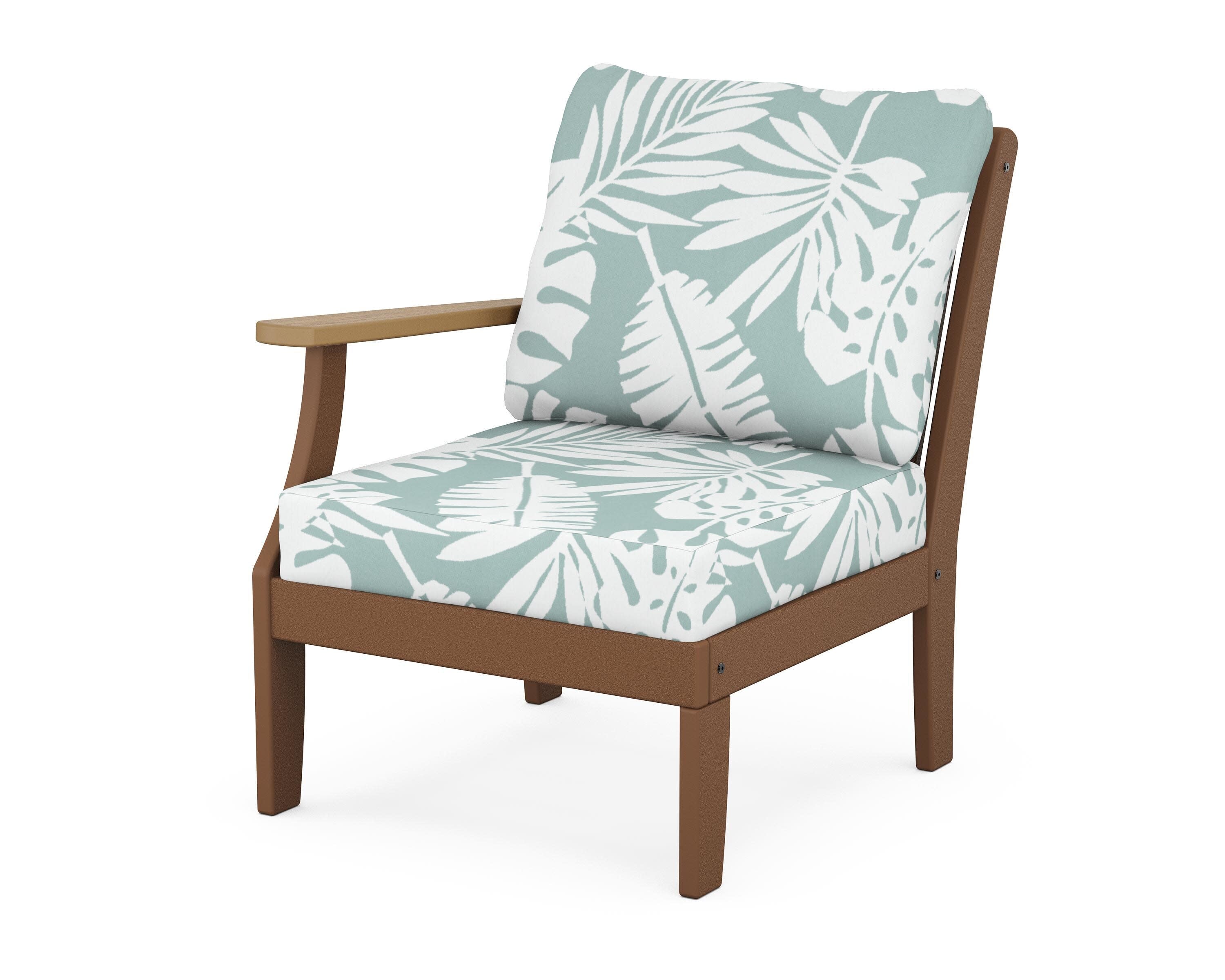 Braxton Modular Left Arm Chair in Teak / Natural / Leaf Glacier Spa