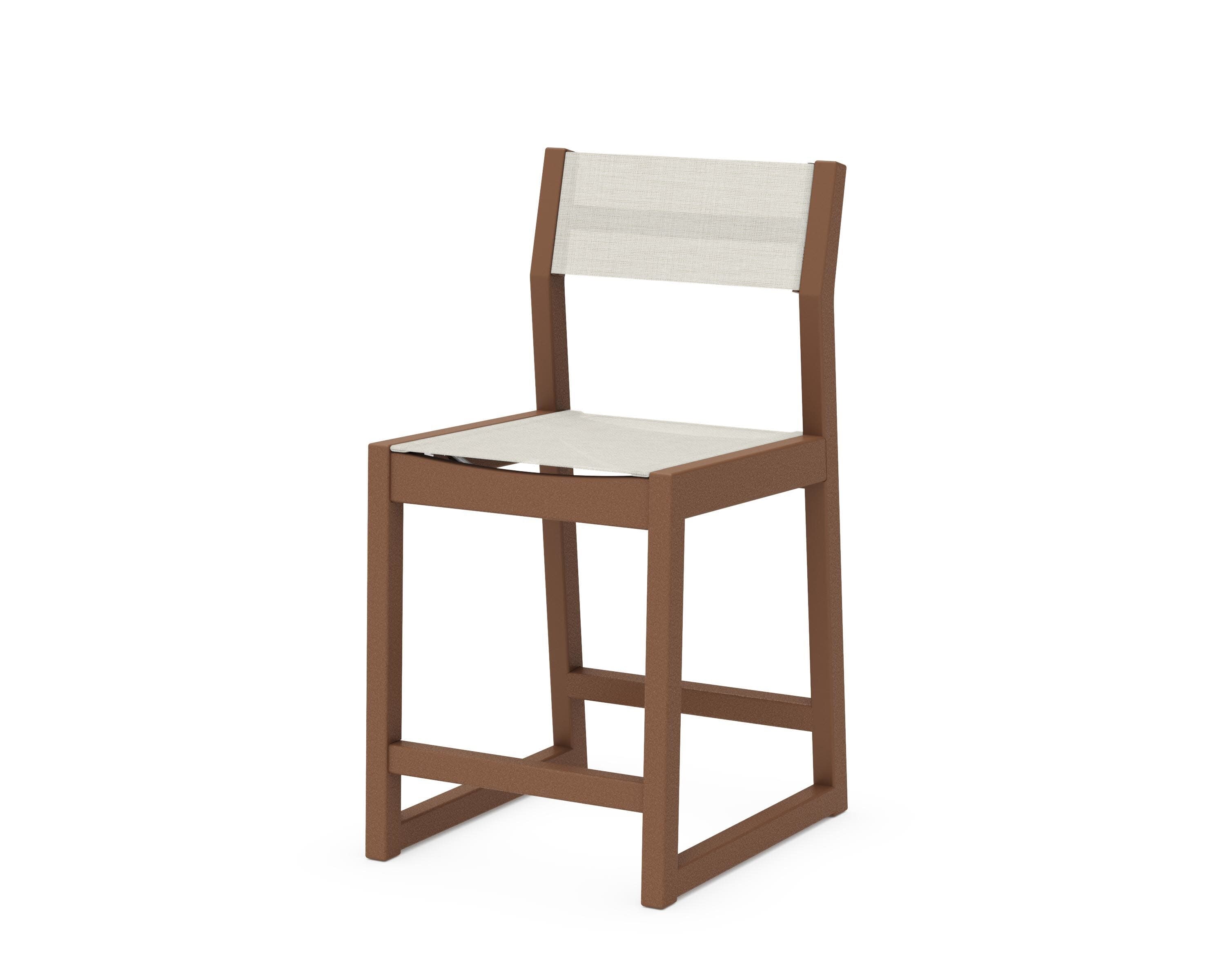 EDGE Sling Counter Side Chair in Teak / Parchment Sling