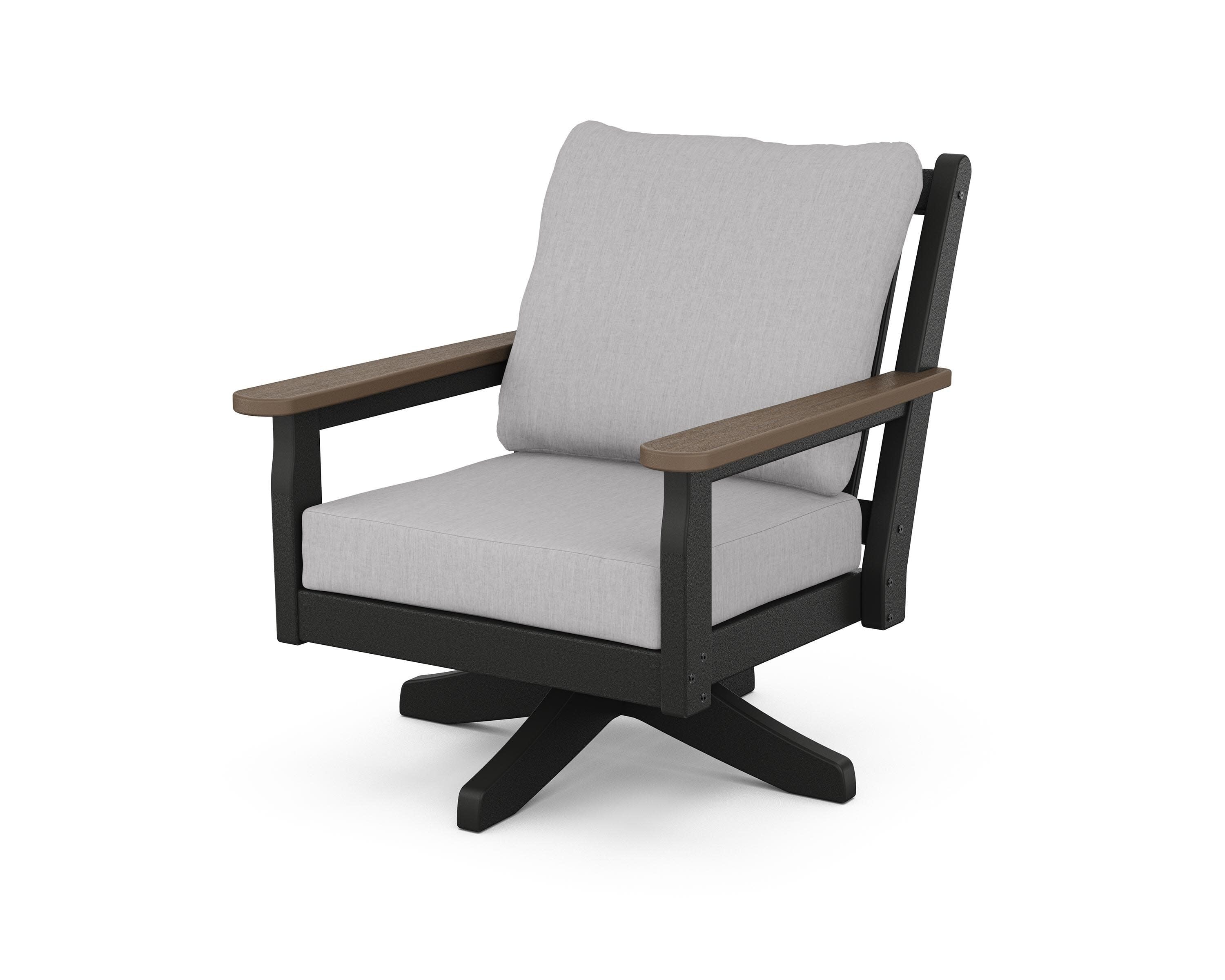 Chippendale Deep Seating Swivel Chair in Black / Kona / Granite