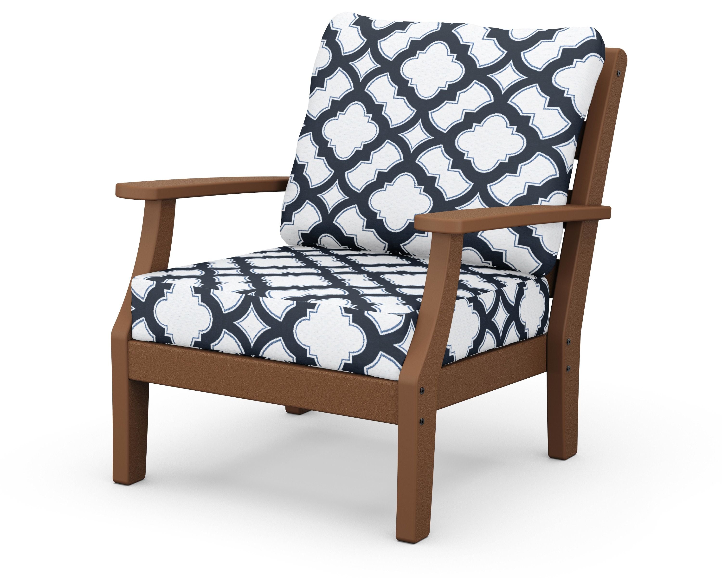 Chesapeake Deep Seating Chair in Teak / Trellis Marine Indigo