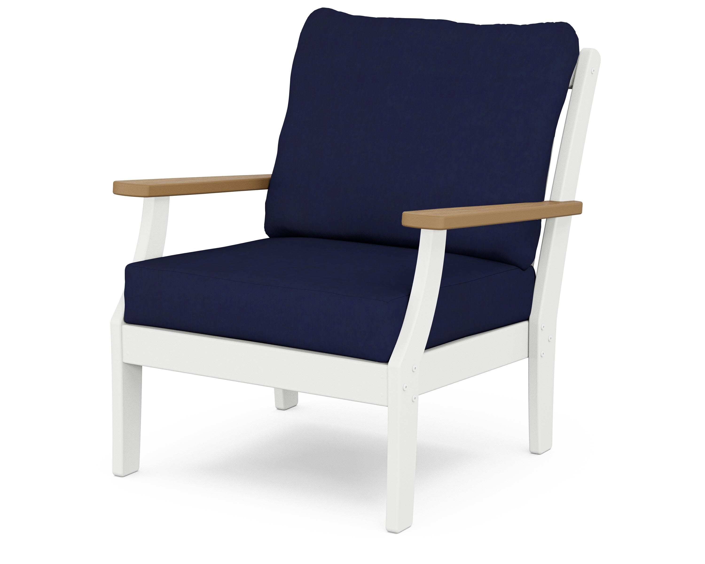 Braxton Deep Seating Chair in White / Natural / Navy