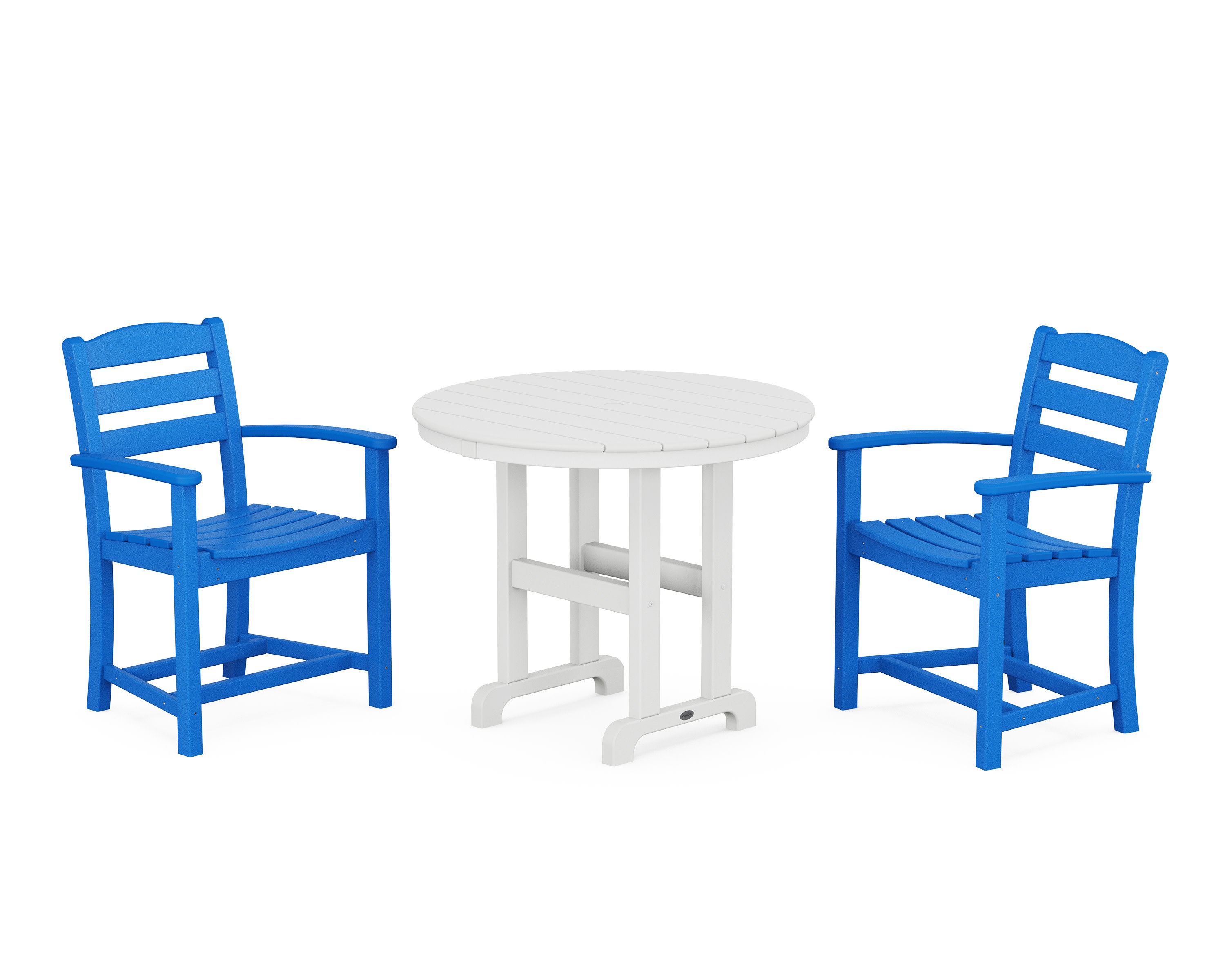 La Casa Caf 3-Piece Round Dining Set in Pacific Blue / White