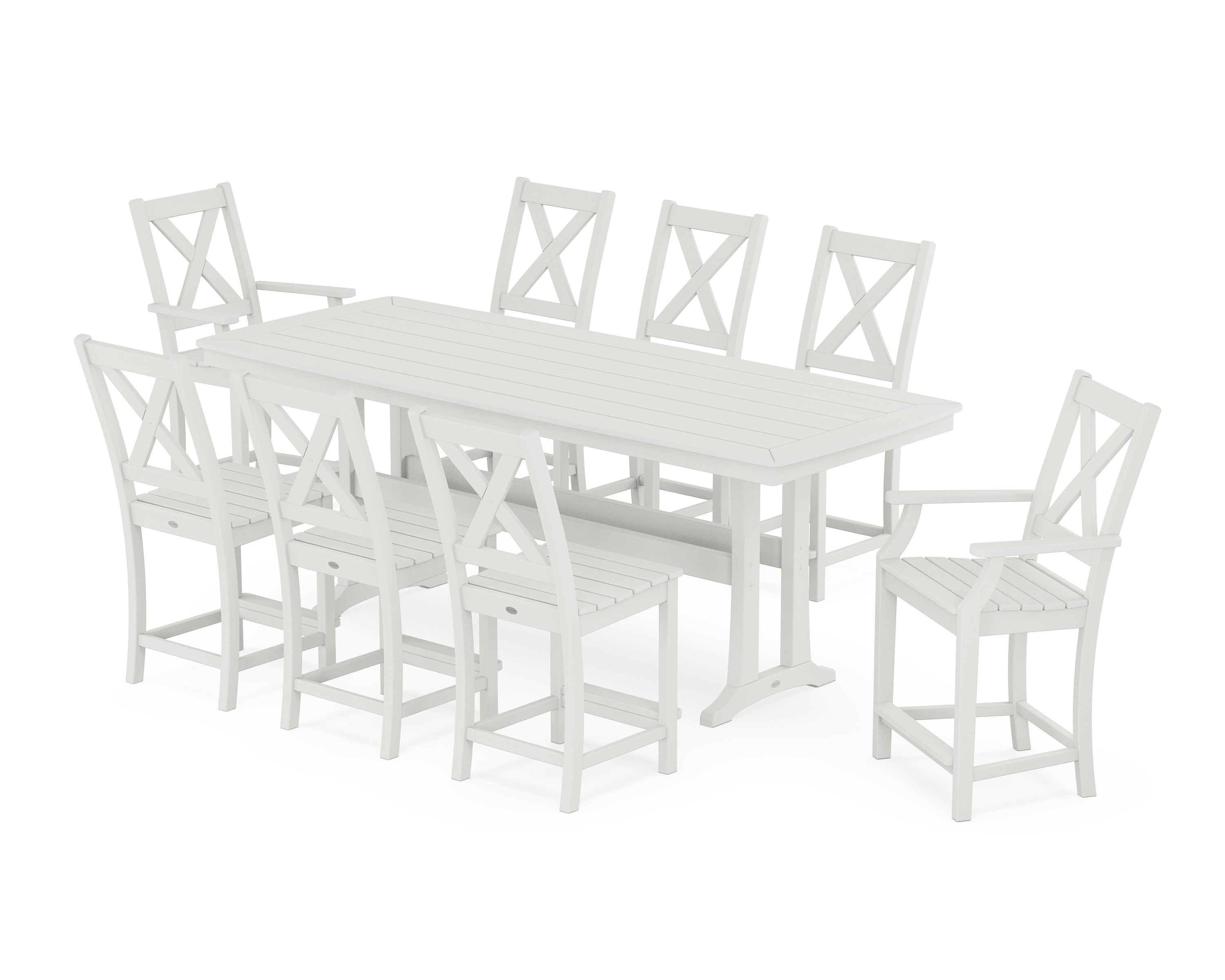 Braxton 9-Piece Counter Set with Trestle Legs in Vintage White