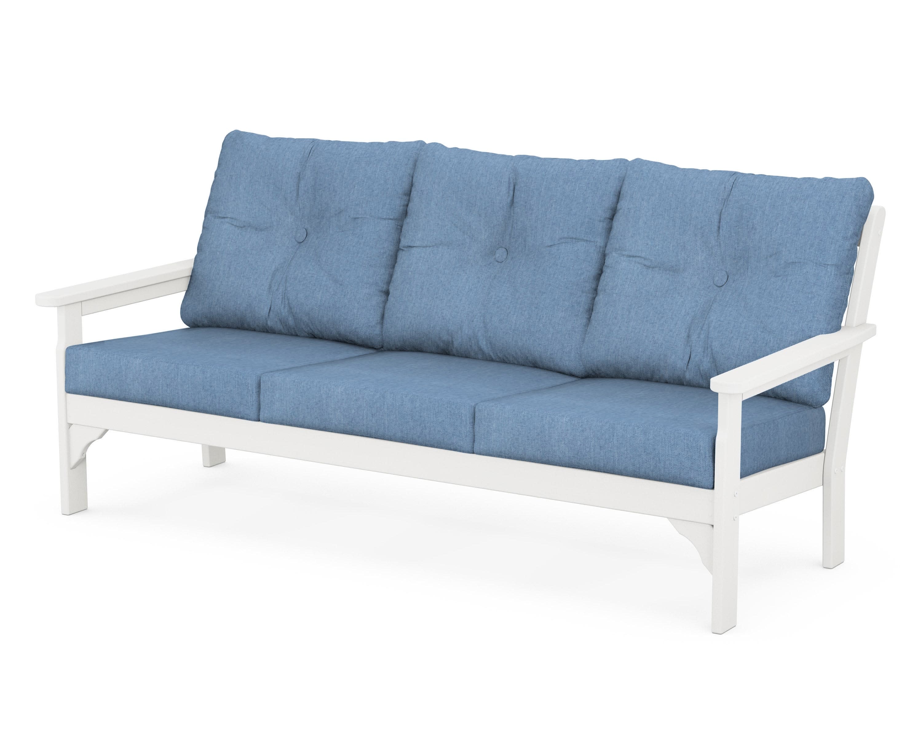 Vineyard Deep Seating Sofa in Vintage White / Sky Blue