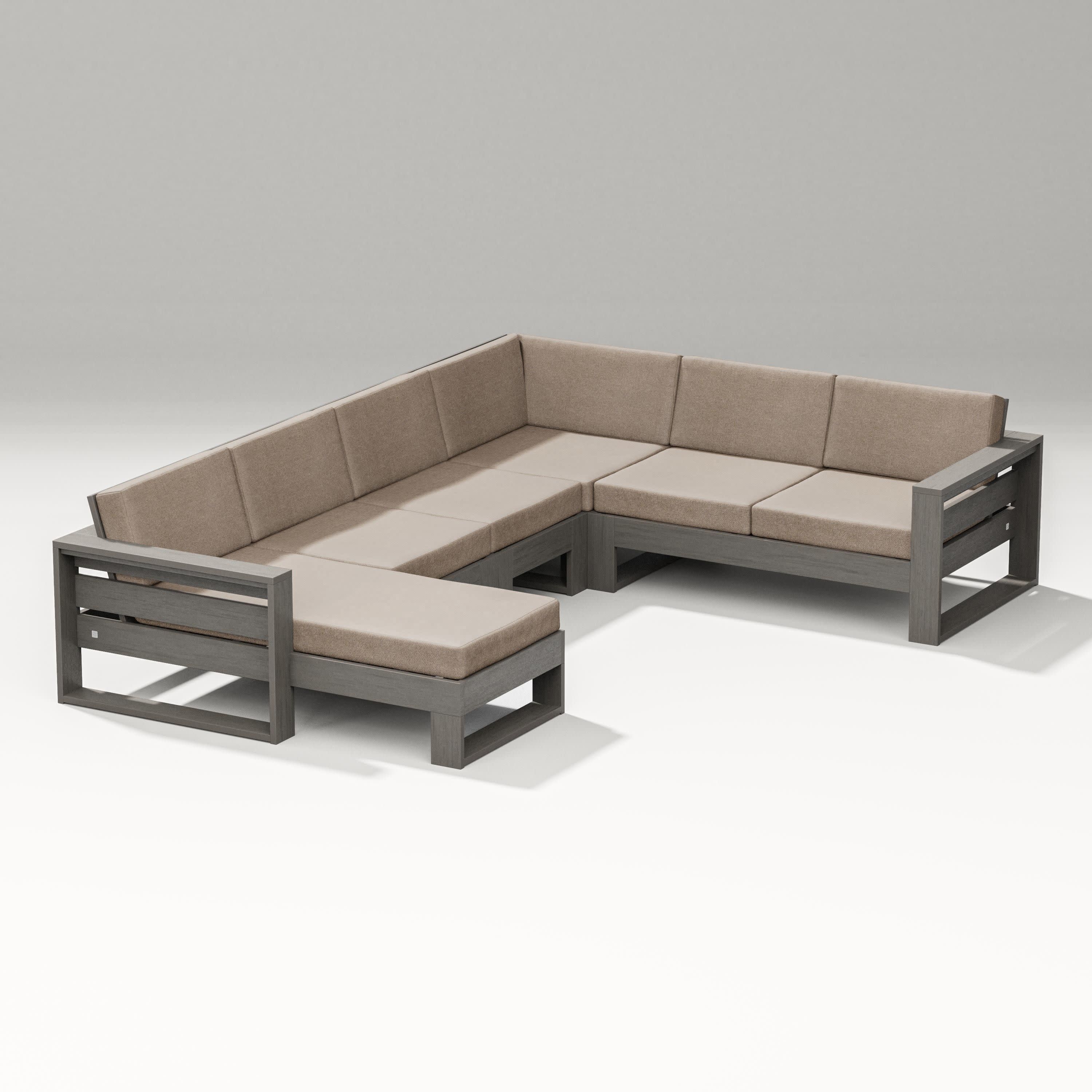 Latitude Corner Sectional with Left Chaise in Driftwood / Spiced Burlap