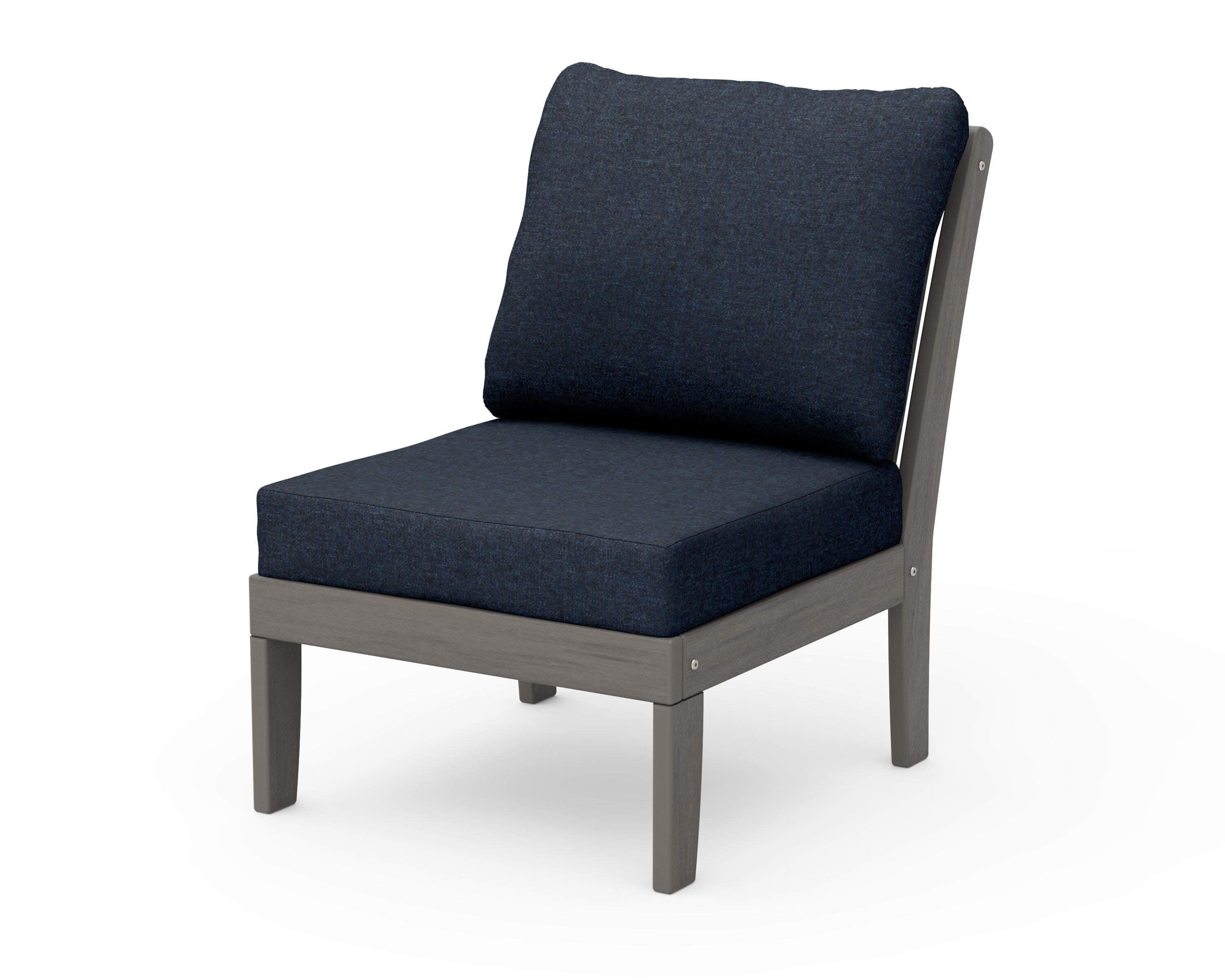 Braxton Modular Armless Chair in Driftwood / Marine Indigo