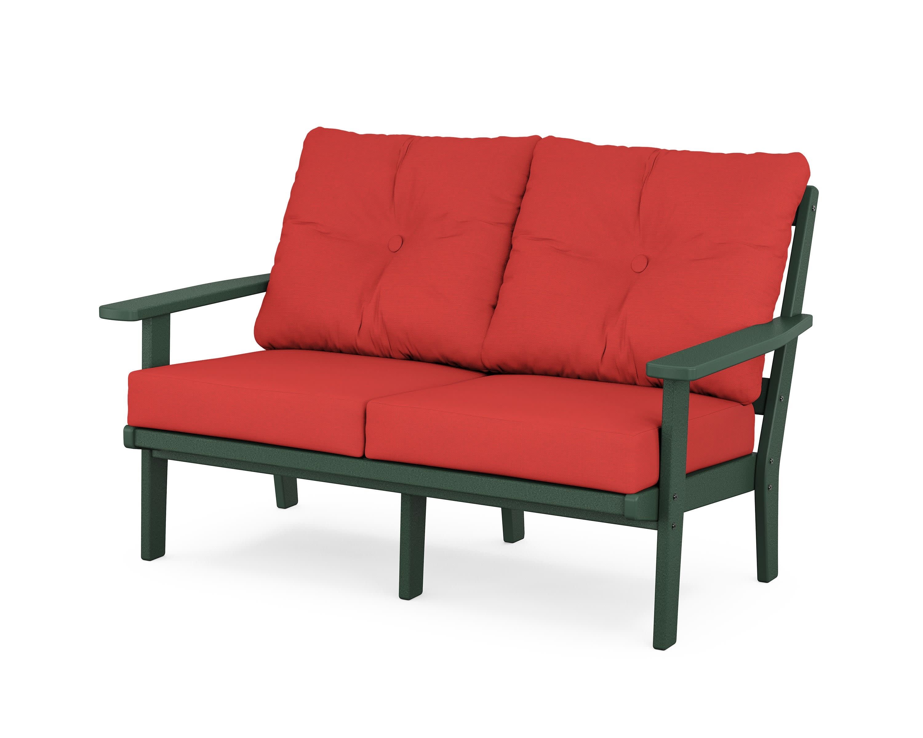 Oxford Deep SeatingLoveseat in Green / Crimson Linen