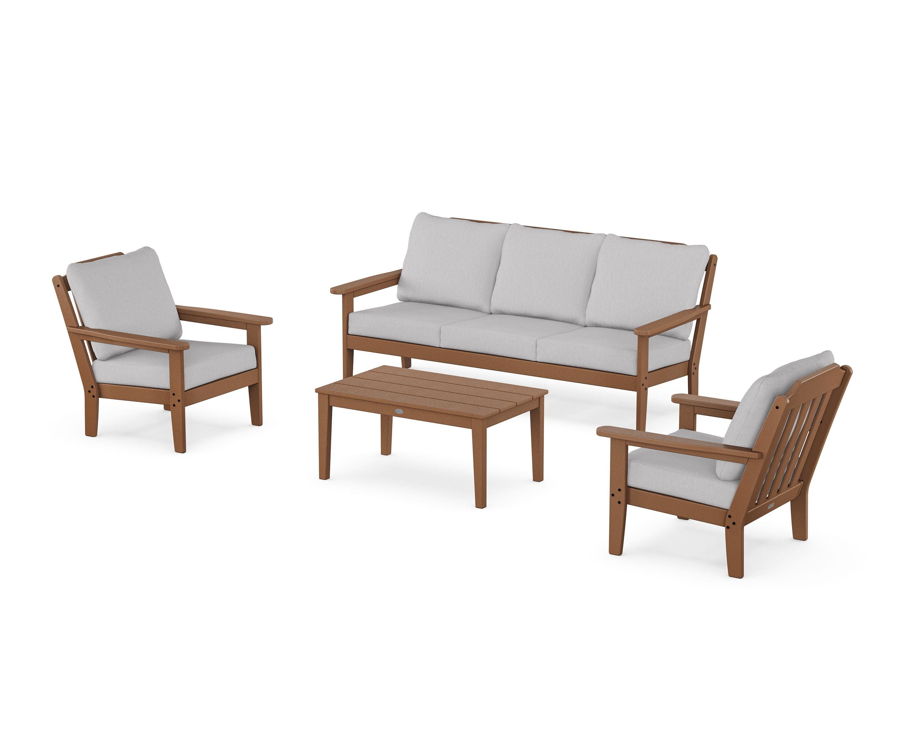 Cottage 4-Piece Deep Seating Set with Sofa in Teak / Granite