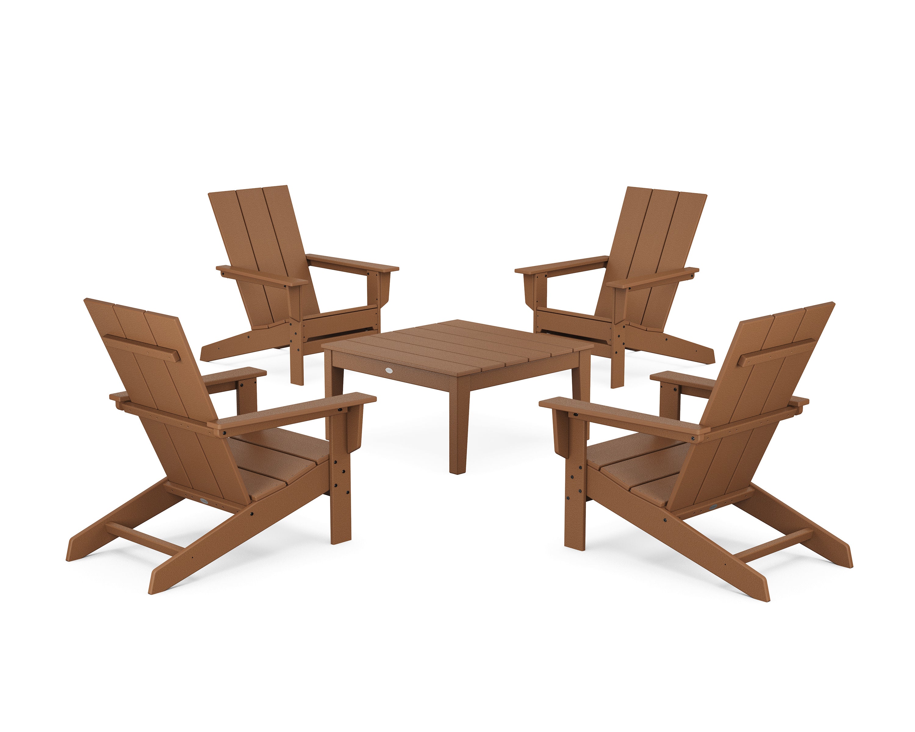 5-Piece Modern Studio Adirondack Chair Conversation Group in Teak
