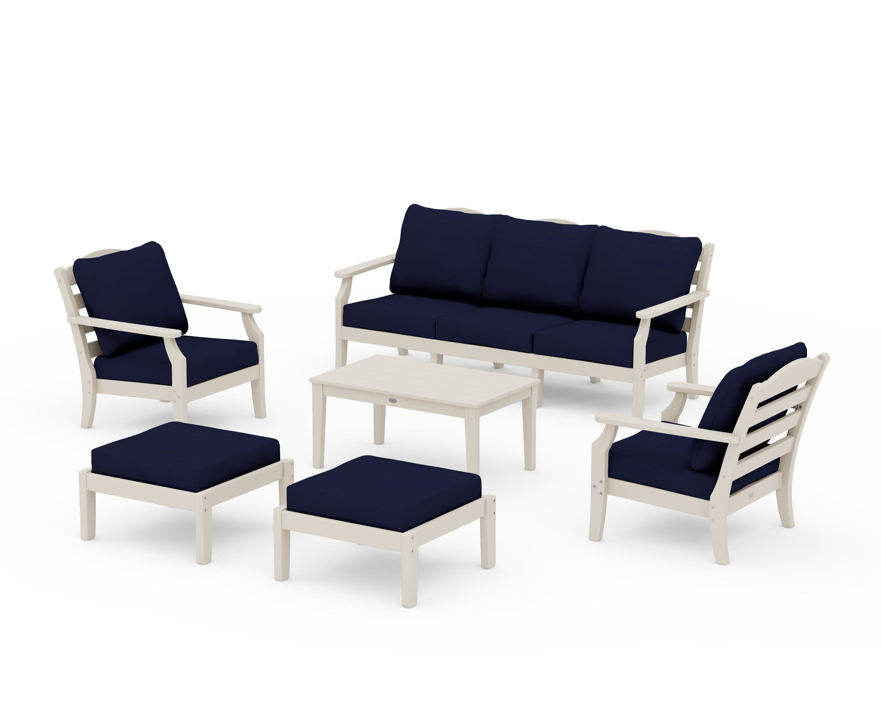 Savannah 6-Piece Lounge Sofa Set in Sand / Navy