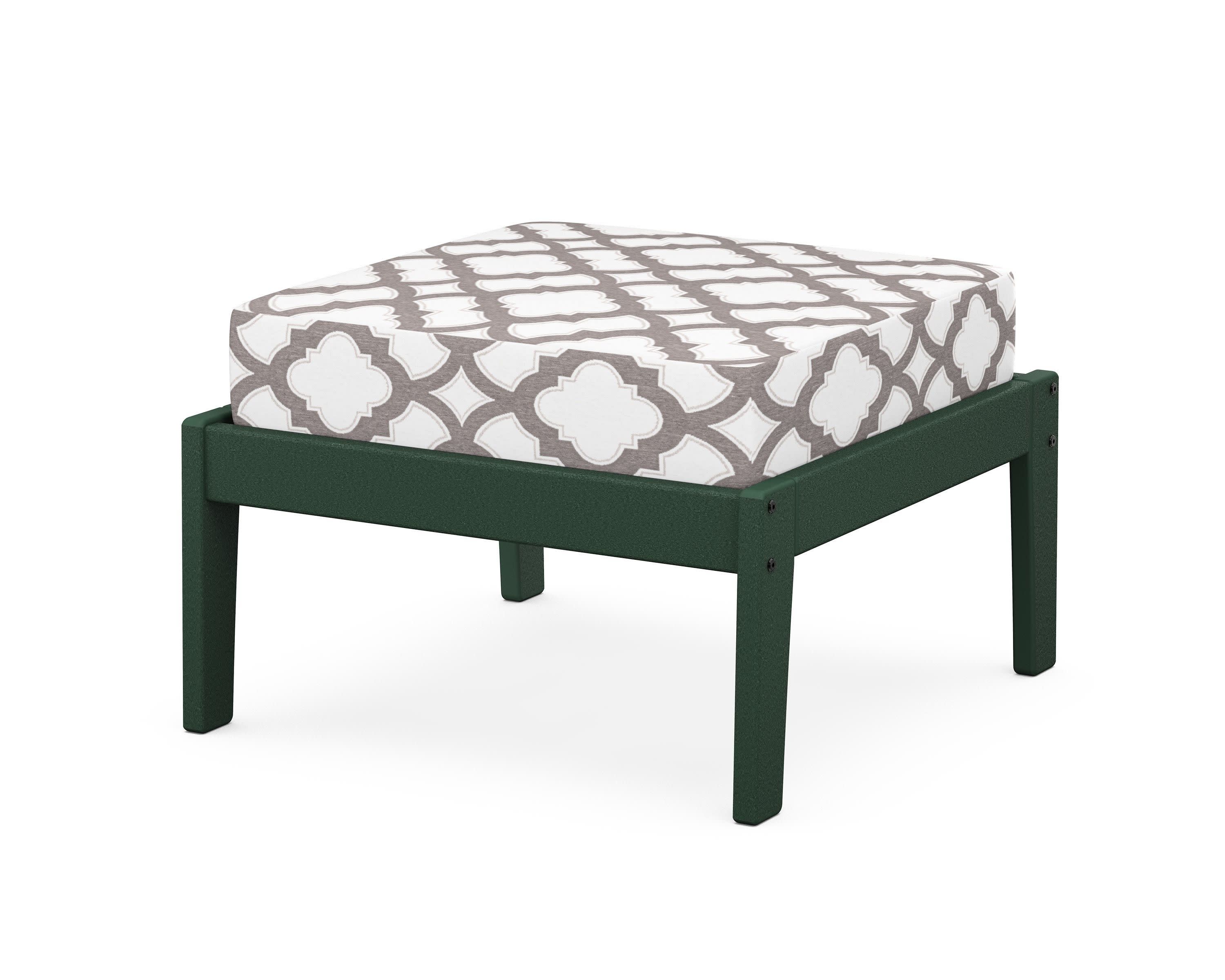 Deep Seating Ottoman in Green / Trellis Grey Mist