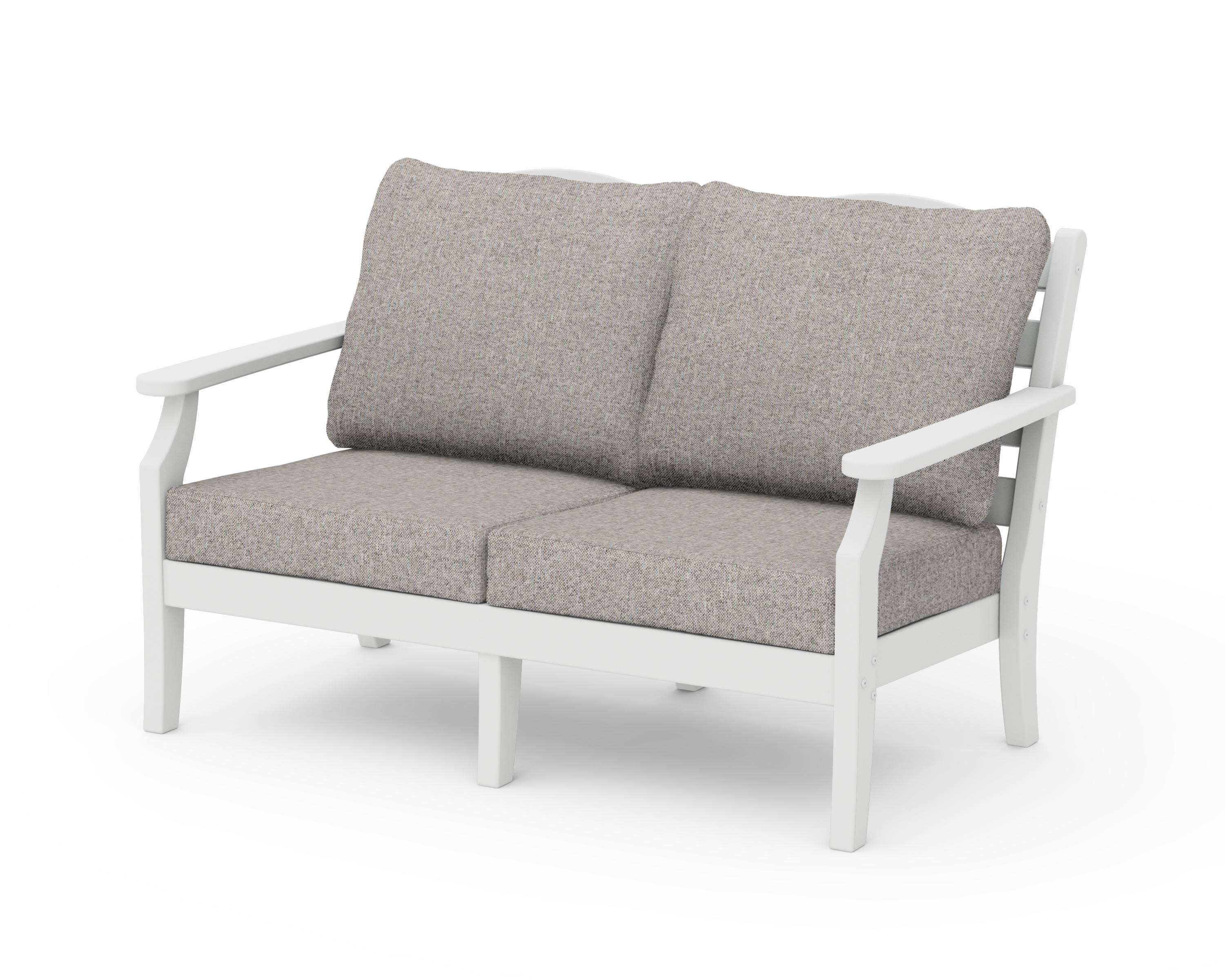 Savannah Deep Seating Loveseat in White / Weathered Tweed