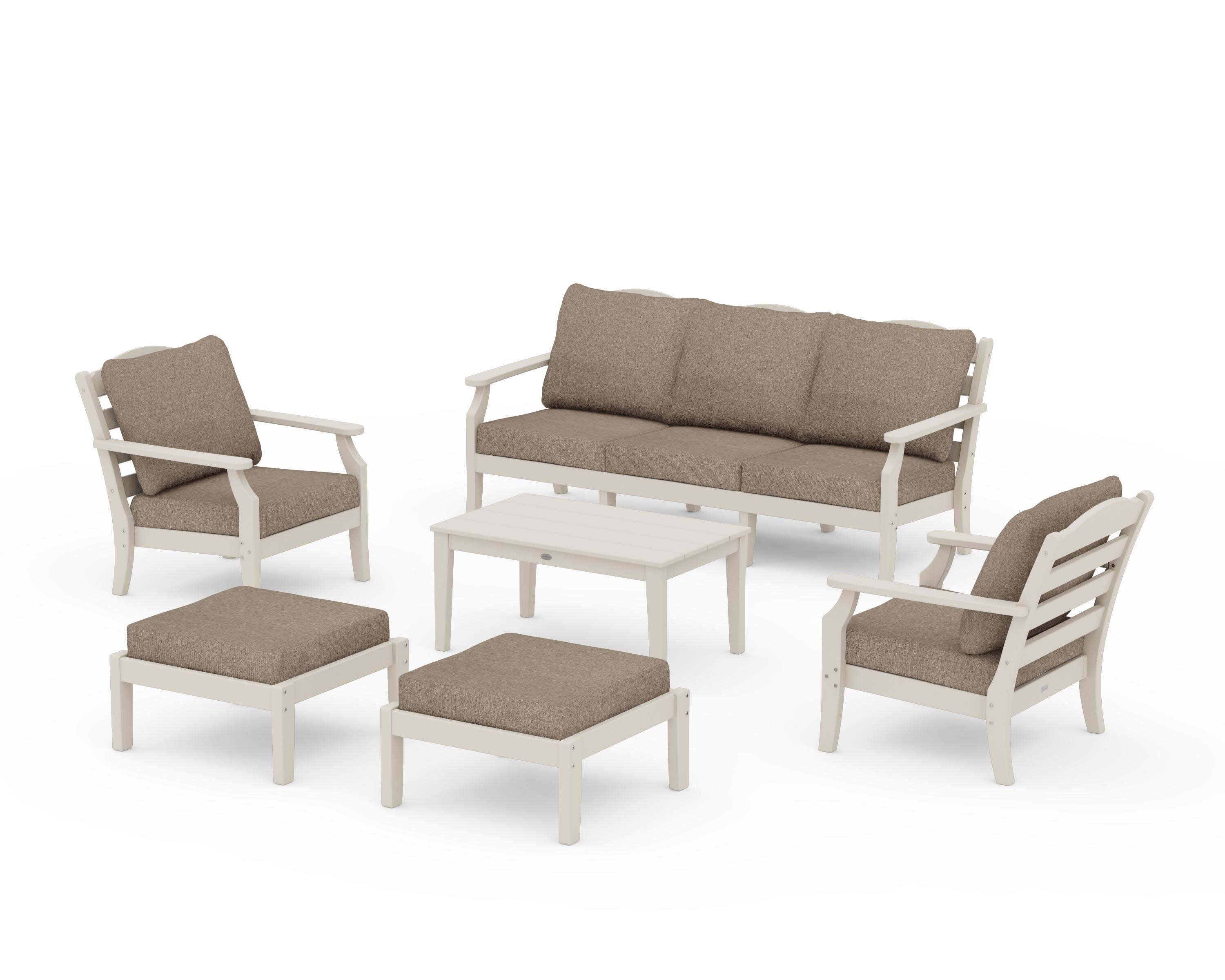 Savannah 6-Piece Lounge Sofa Set in Sand / Spiced Burlap