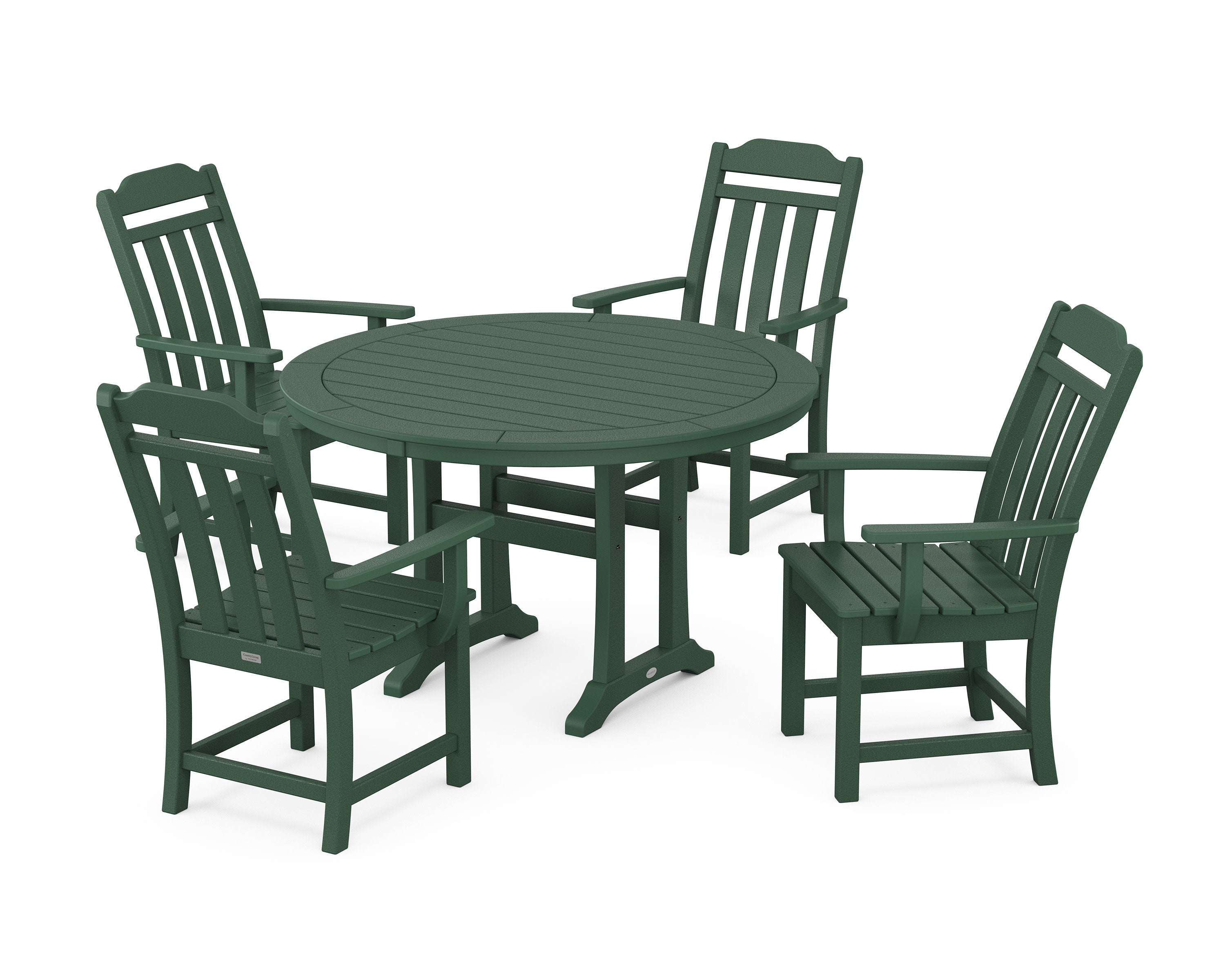 Cottage 5-Piece Round Dining Set with Trestle Legs in Green