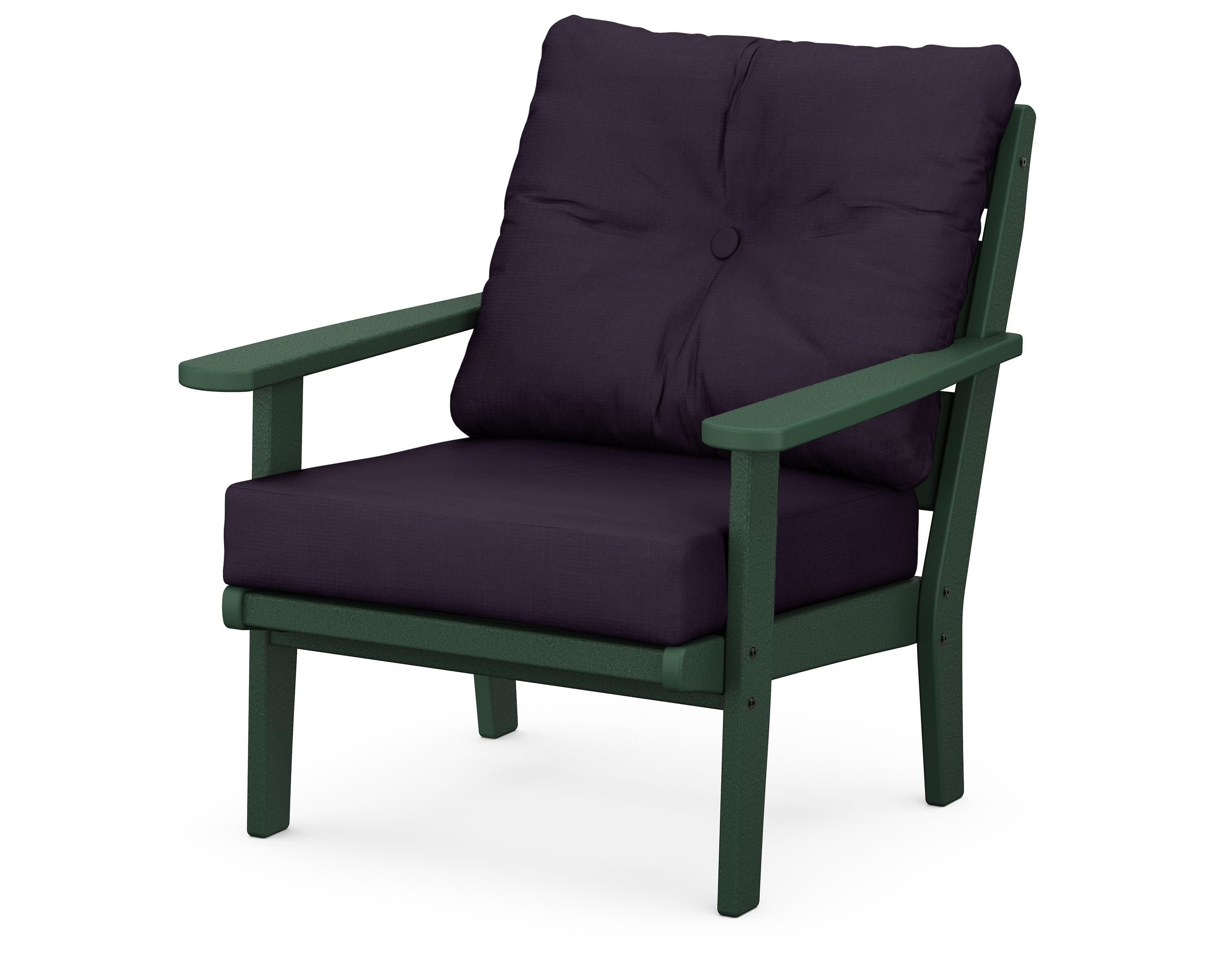 Lakeside Deep Seating Chair in Green / Navy Linen