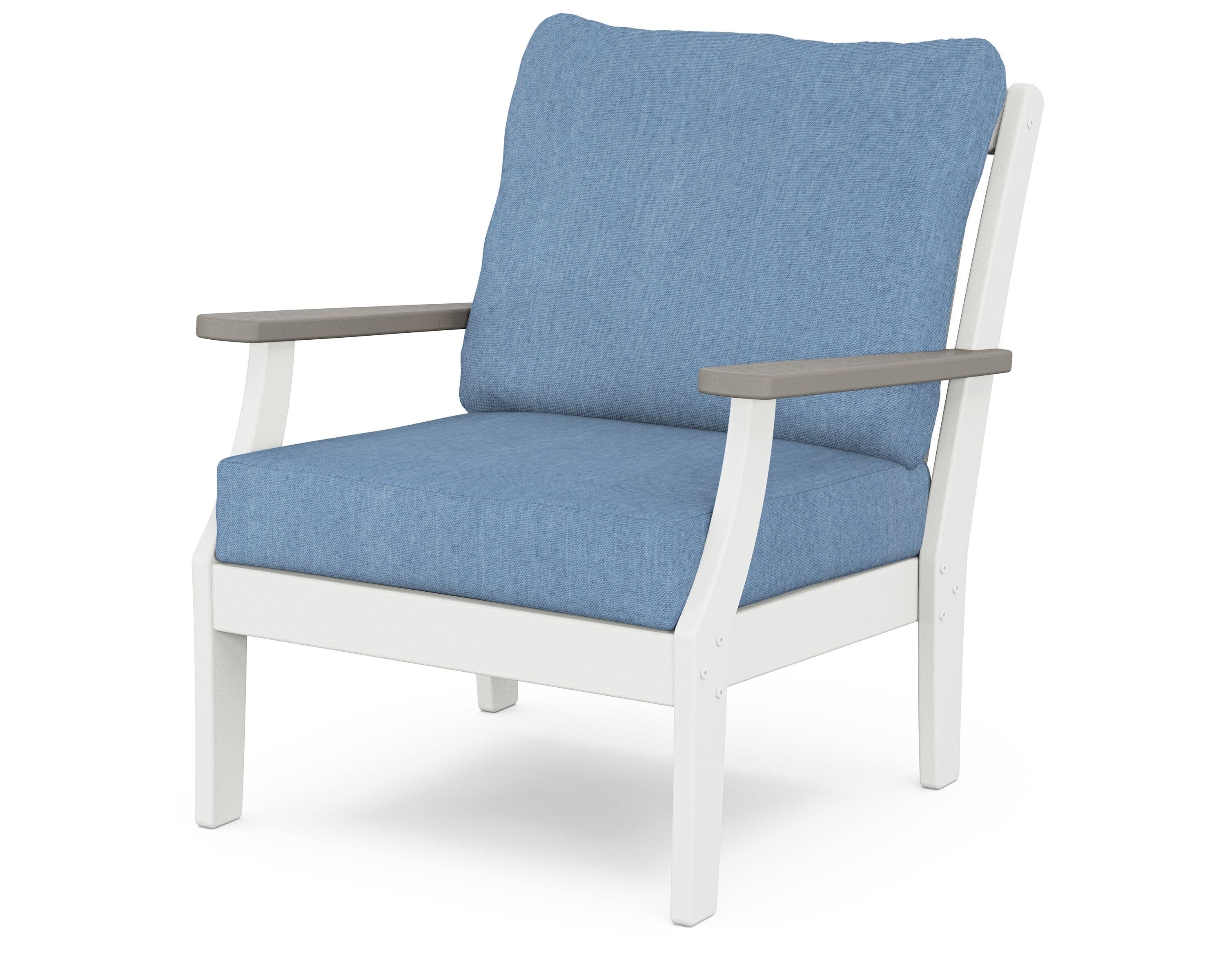Braxton Deep Seating Chair in White / Driftwood / Sky Blue