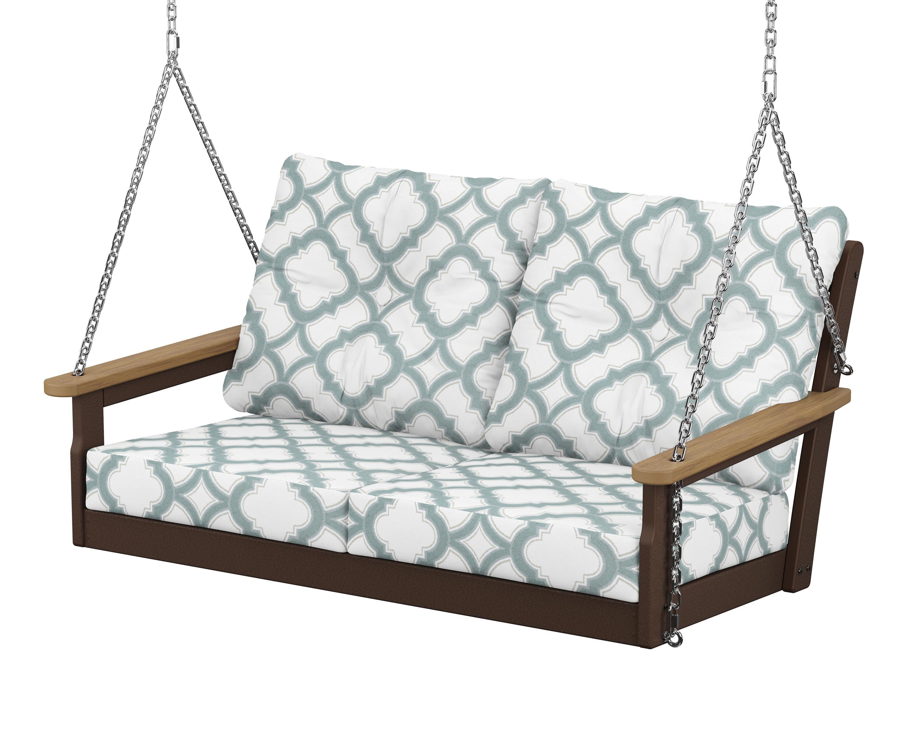 Vineyard Deep Seating Swing in Mahogany / Natural / Trellis Glacier Spa