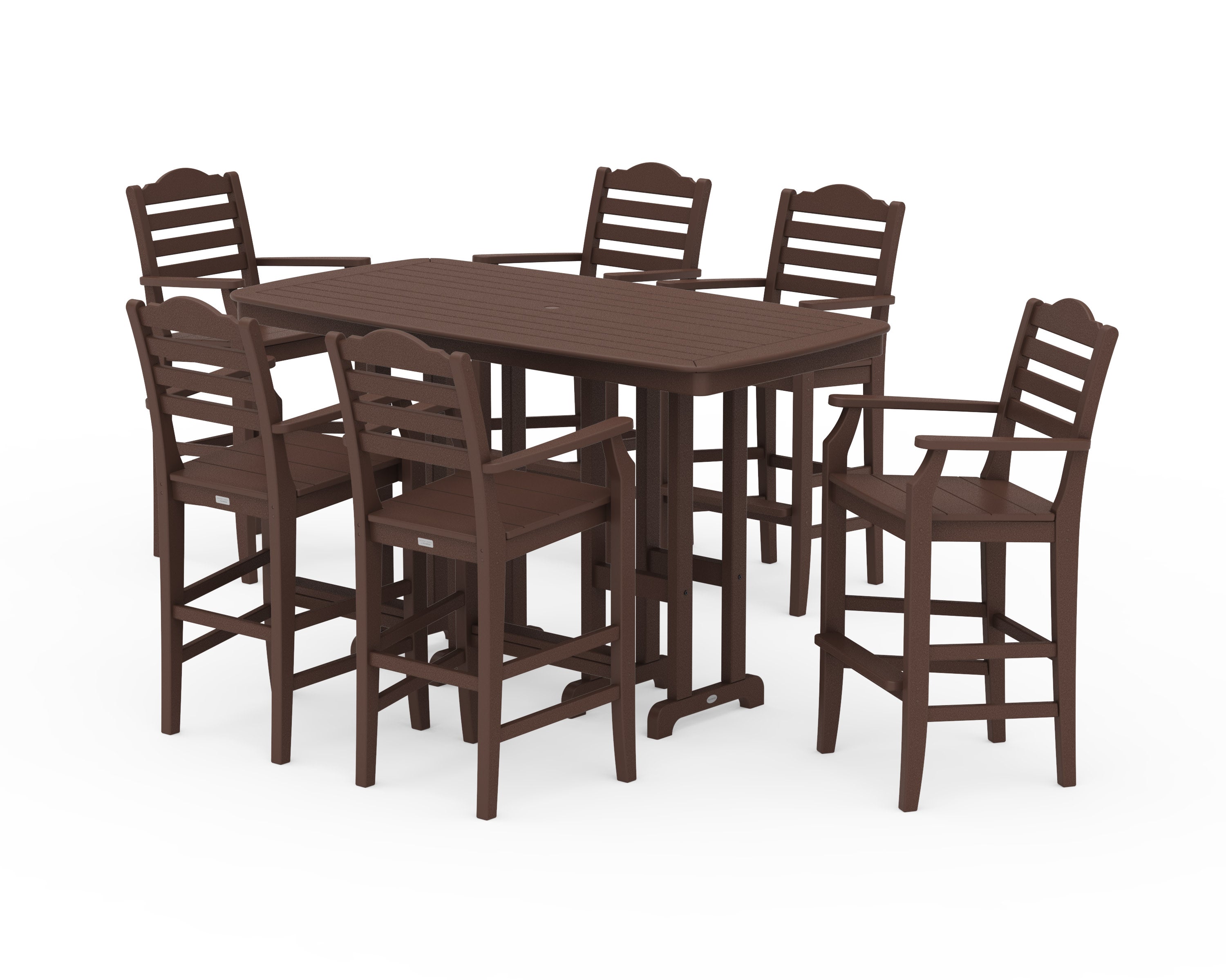 Savannah Arm Chair 7-Piece Bar Set in Mahogany