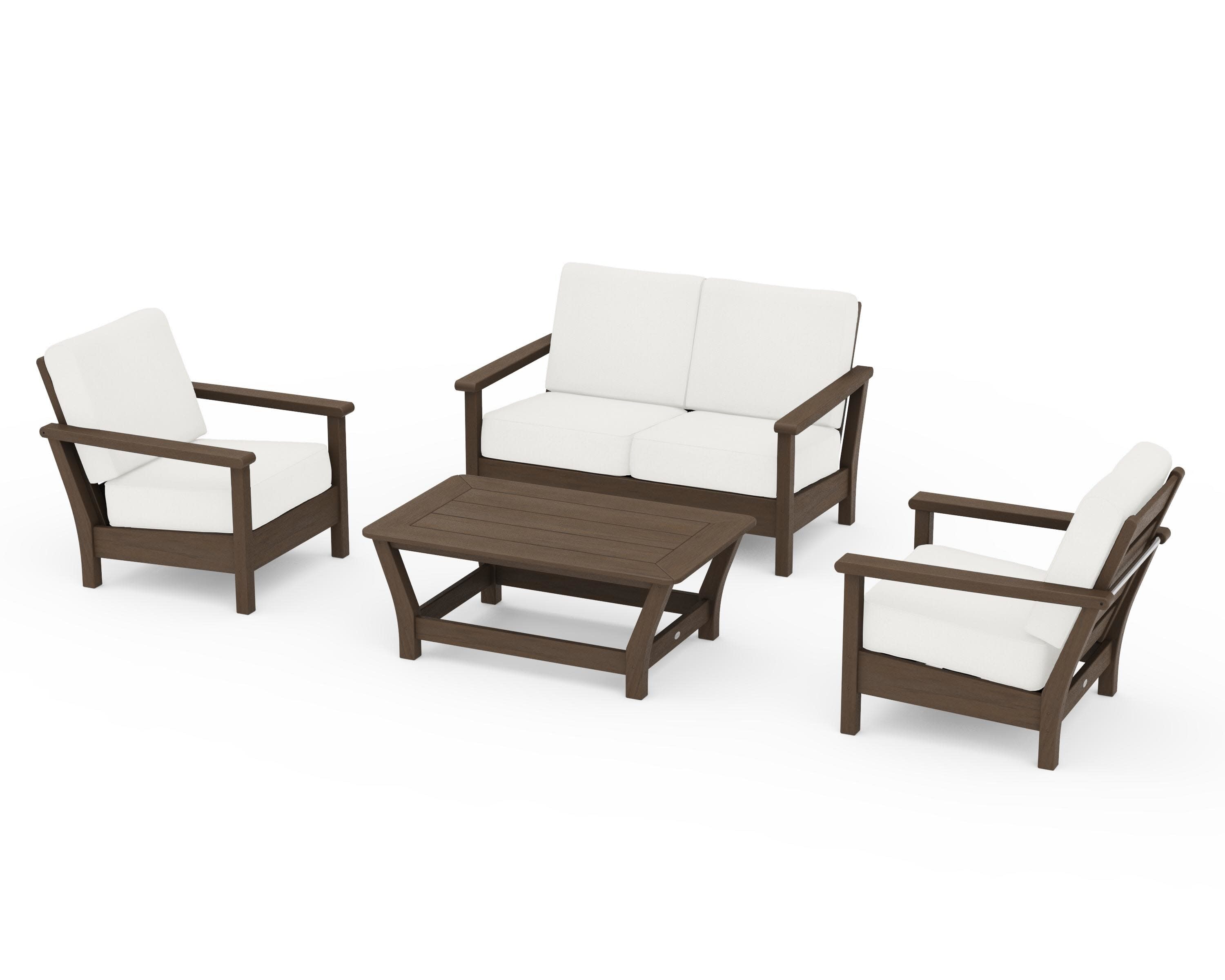 Harbour 4-Piece Deep Seating Set in Kona / Natural Linen