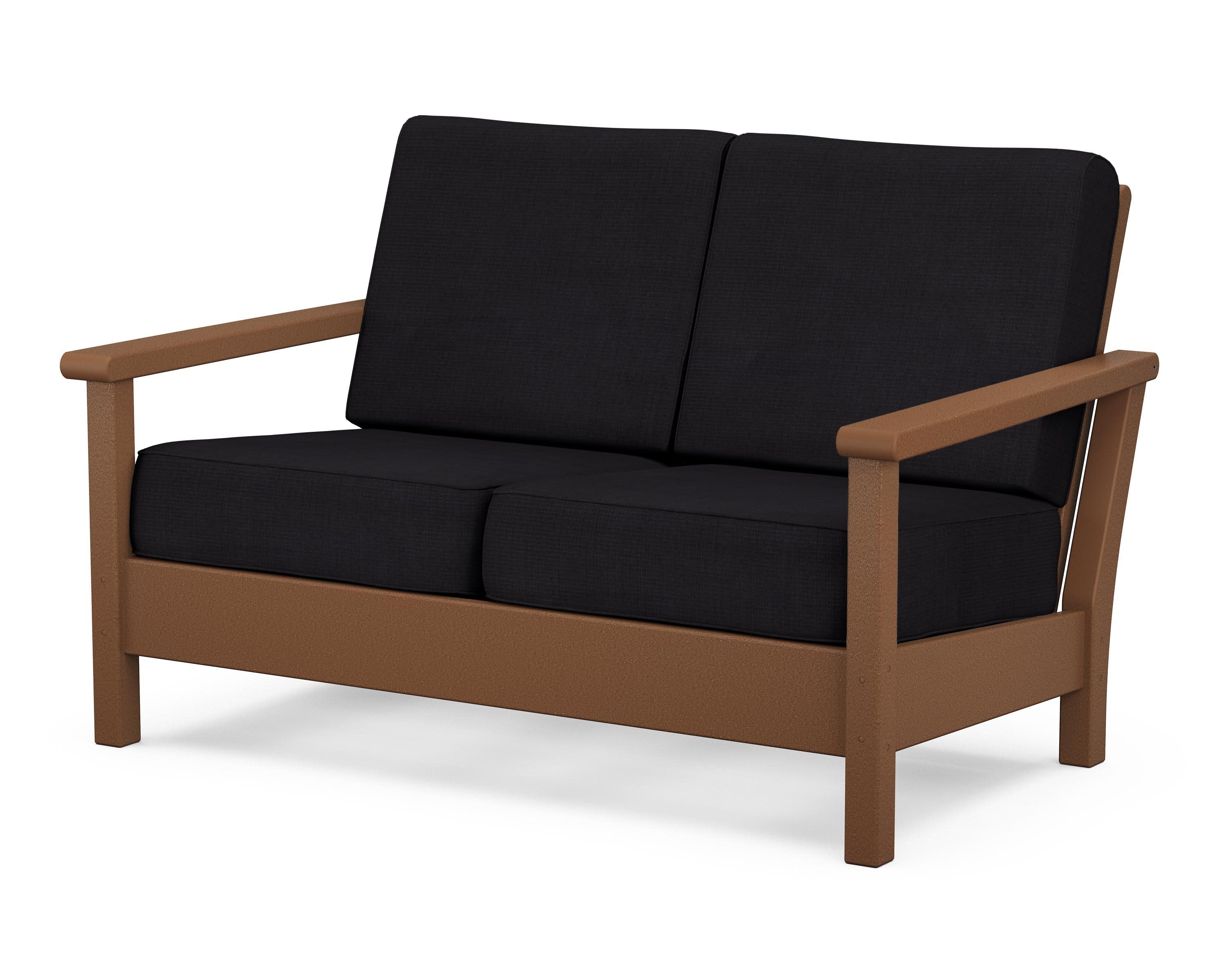Harbour Deep Seating Loveseat in Teak / Midnight Linen
