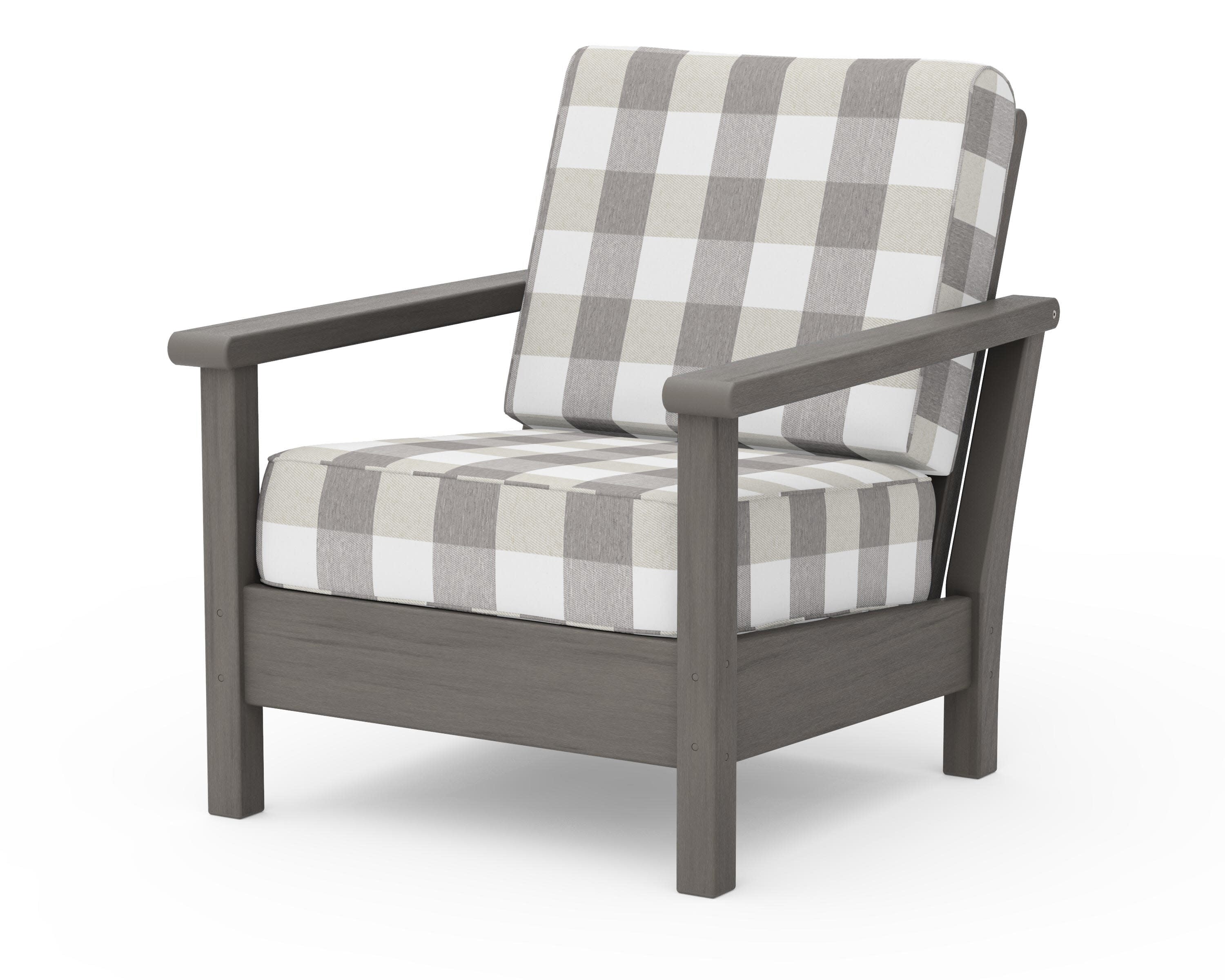 Harbour Deep Seating Chair in Driftwood / Buffalo Plaid Grey Mist