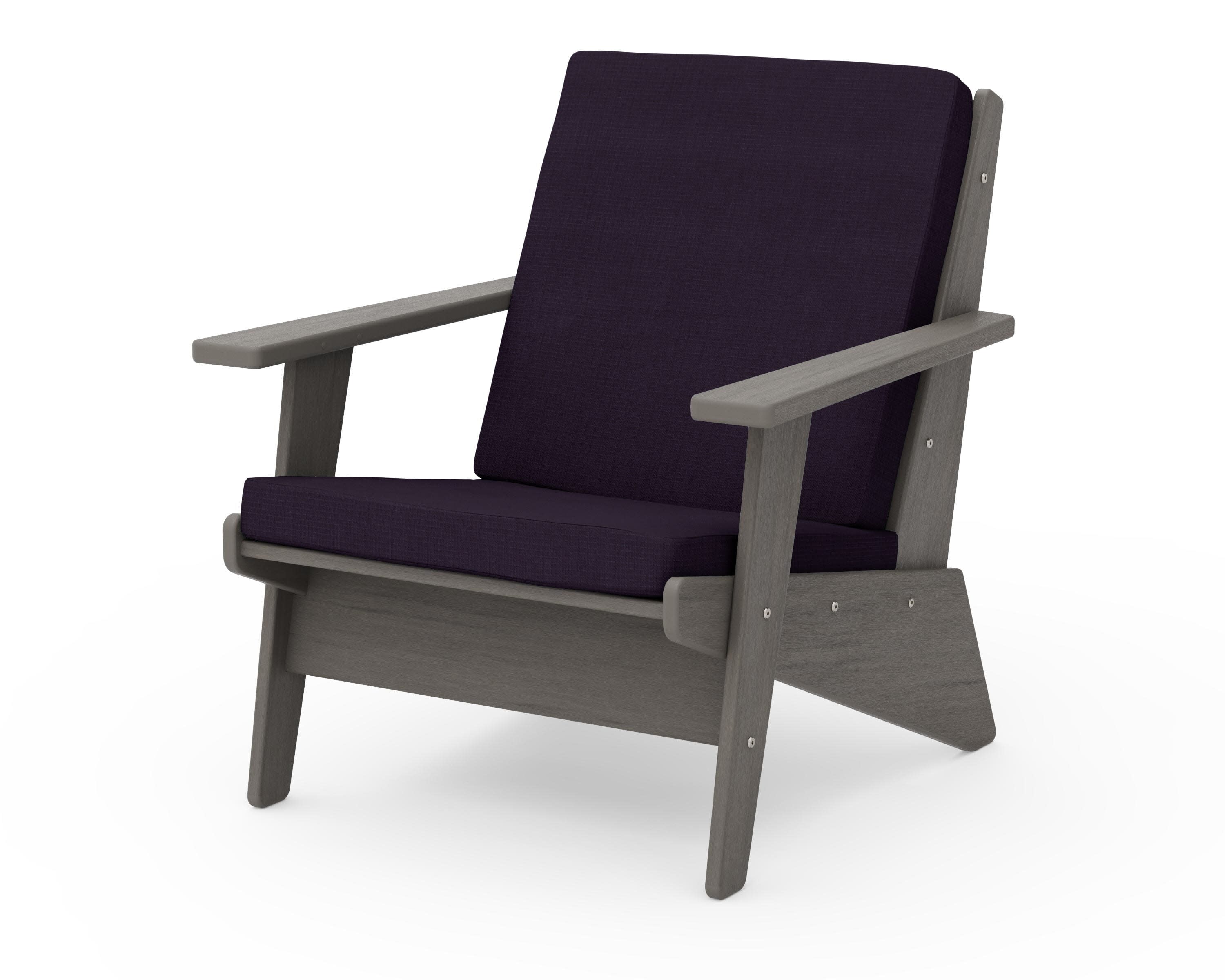 Riviera Modern Lounge Chair in Driftwood / Navy Linen