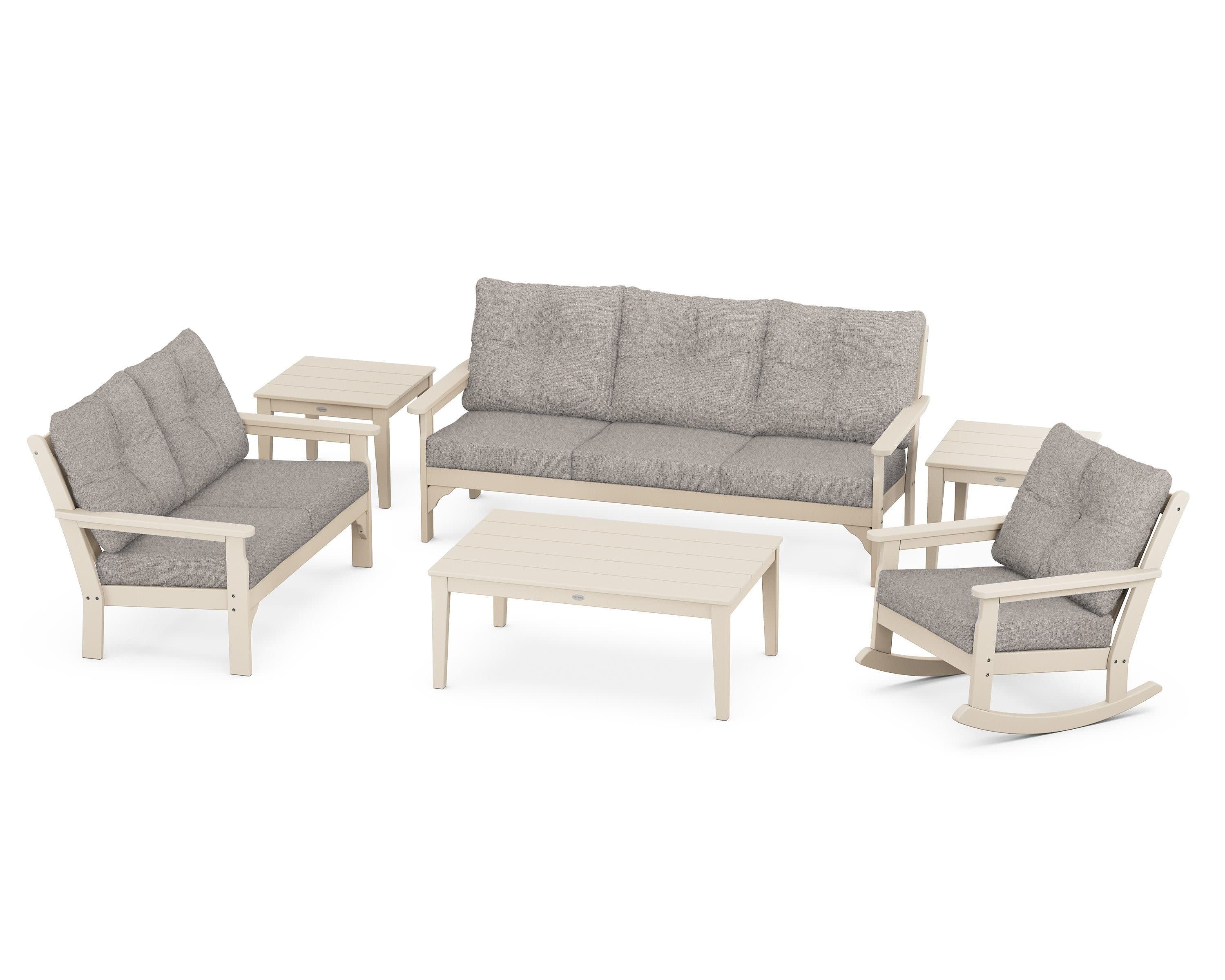 Vineyard 6-Piece Deep Seating Set in Sand / Weathered Tweed