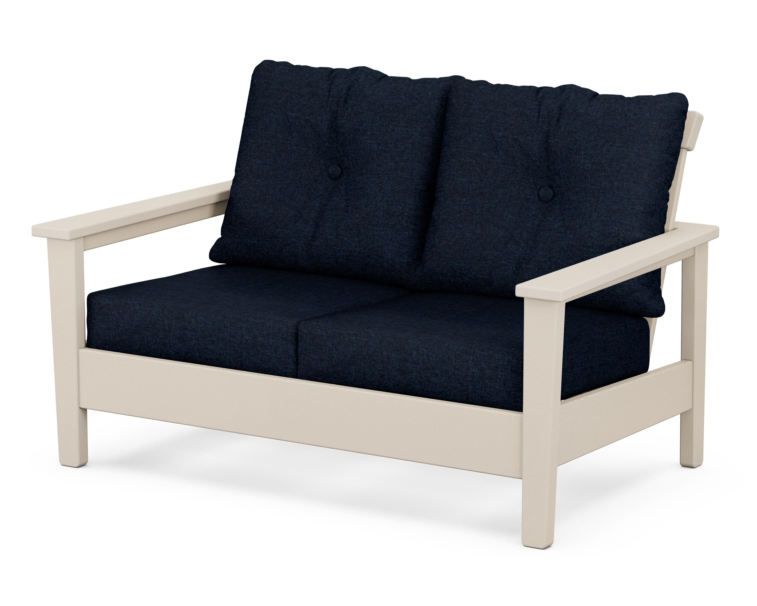 Prescott Deep Seating Loveseat in Sand / Marine Indigo
