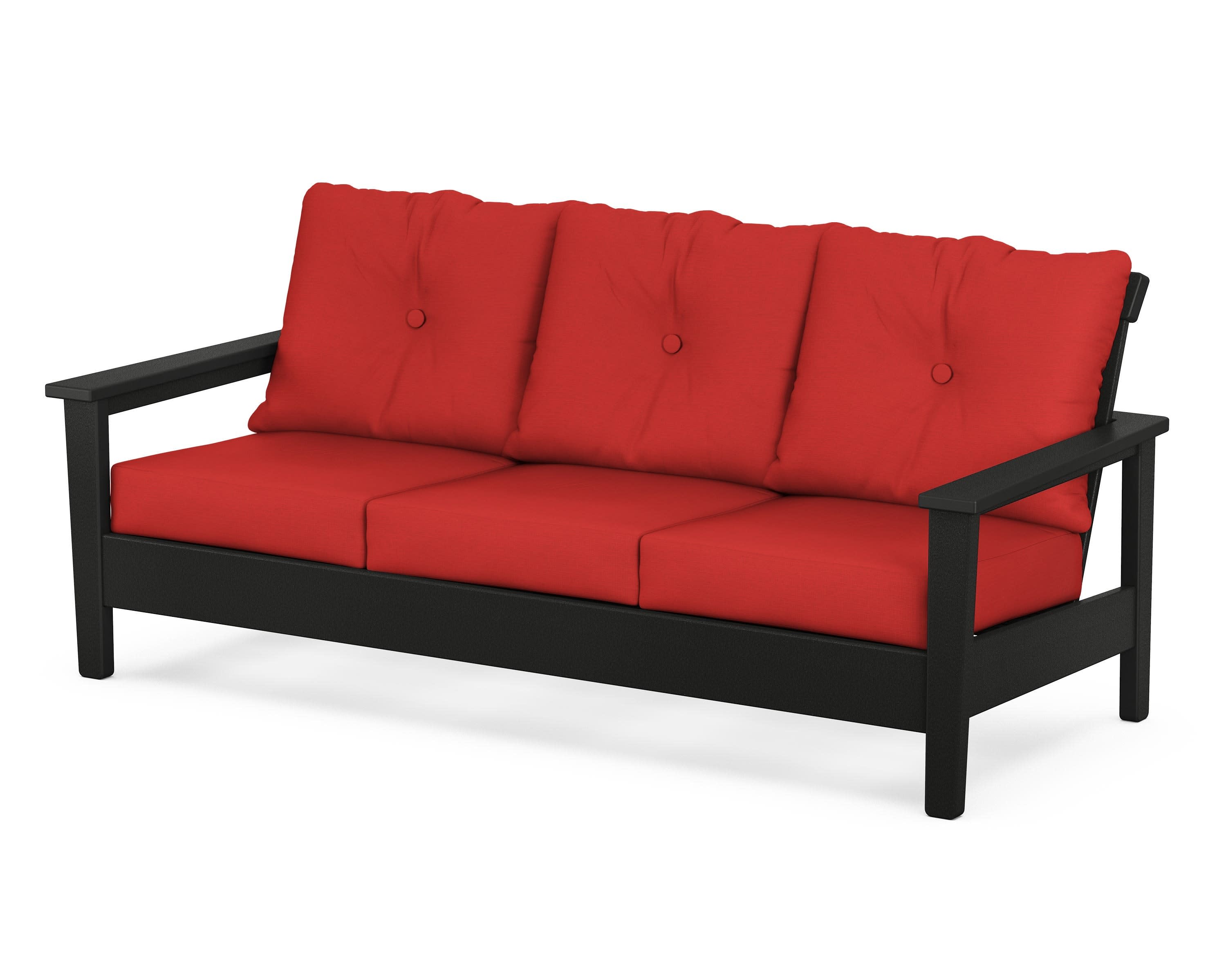 Prescott Deep Seating Sofa in Black / Crimson Linen