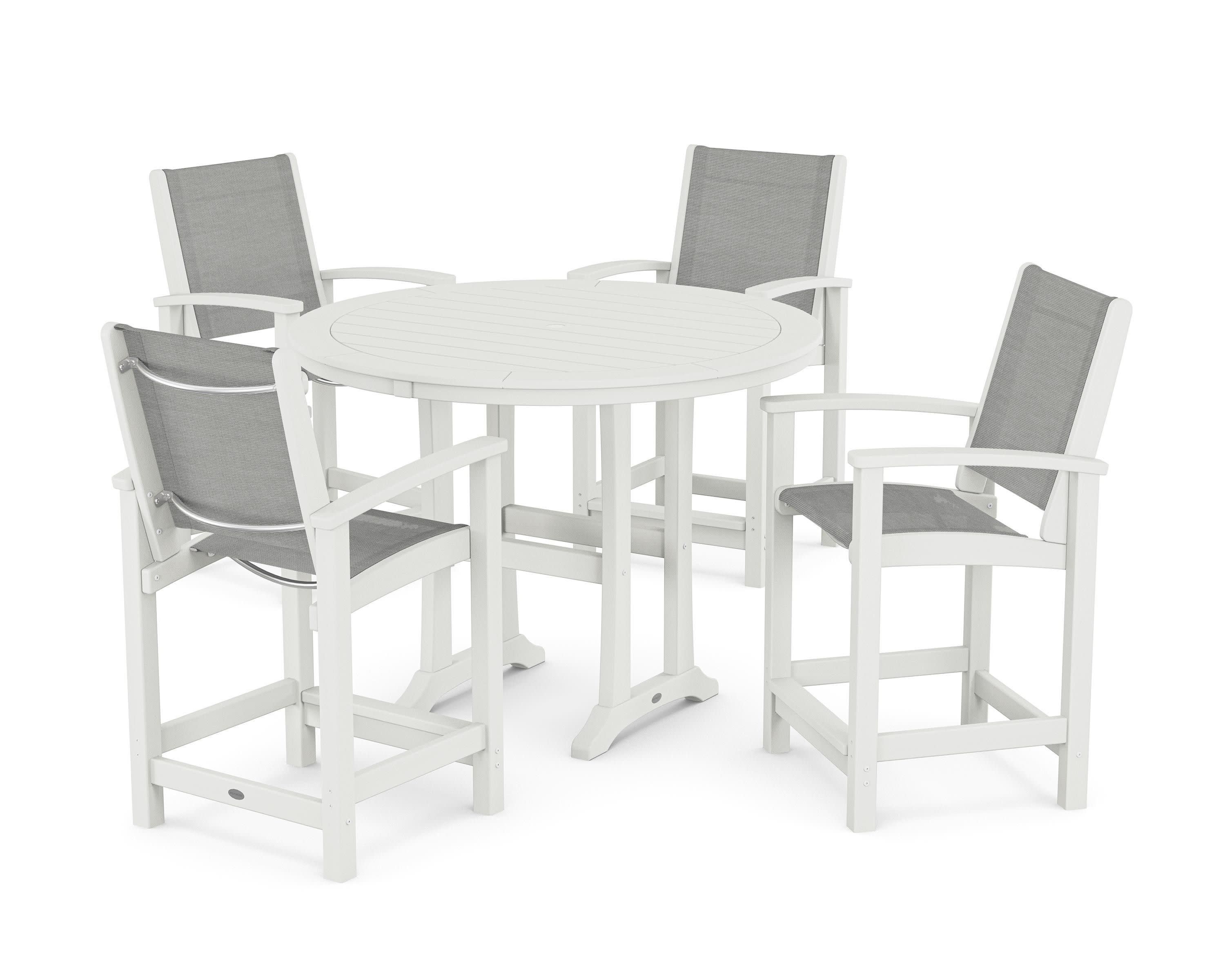Coastal 5-Piece Counter Set in Vintage White / Metallic Sling