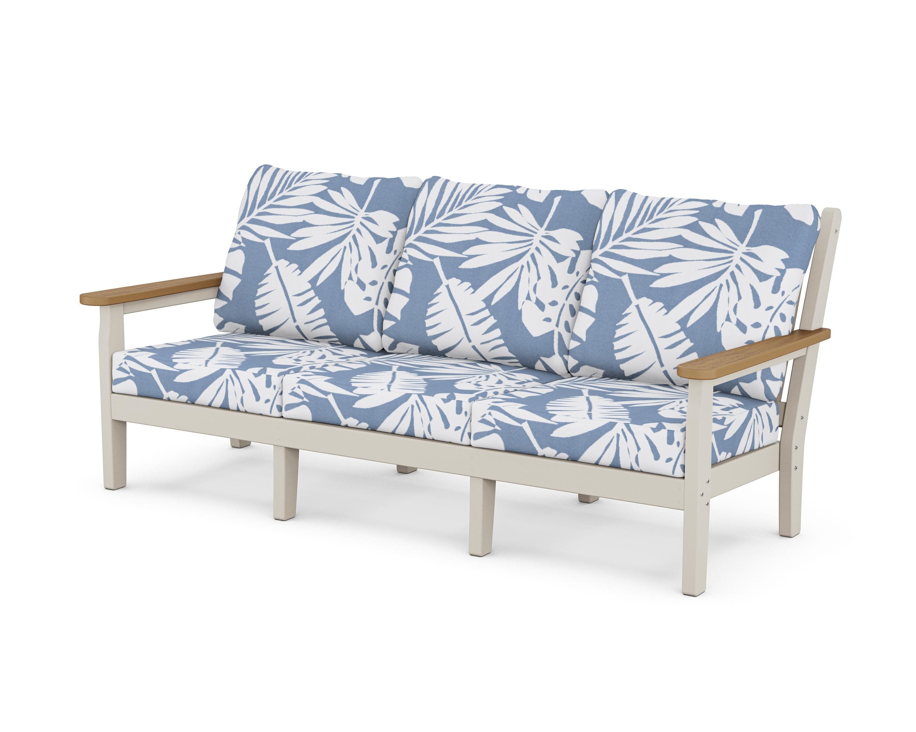 Chippendale Deep Seating Sofa in Sand / Natural / Leaf Sky Blue
