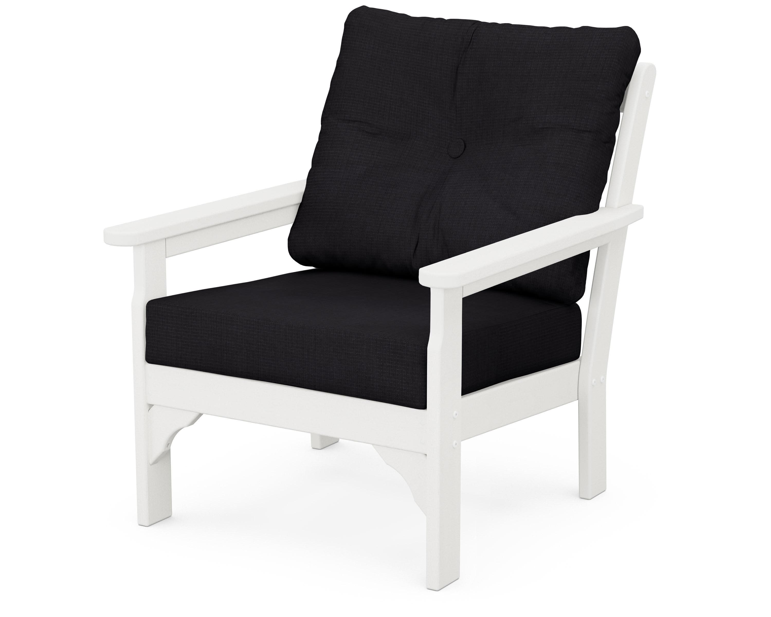 Vineyard Deep Seating Chair in Vintage White / Midnight Linen