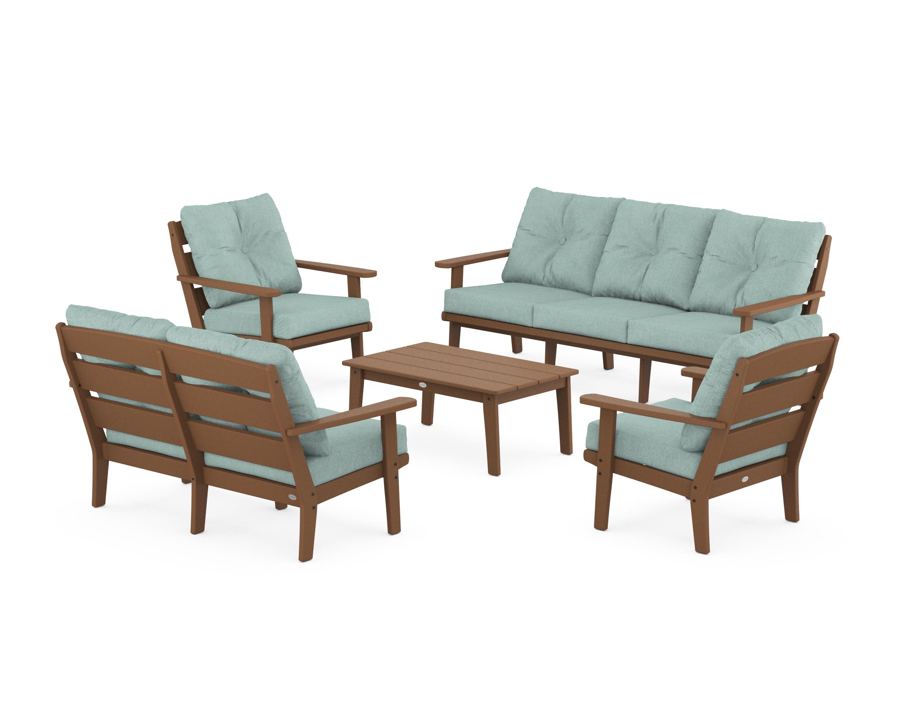 Lakeside 5-Piece Lounge Sofa Set in Teak / Glacier Spa