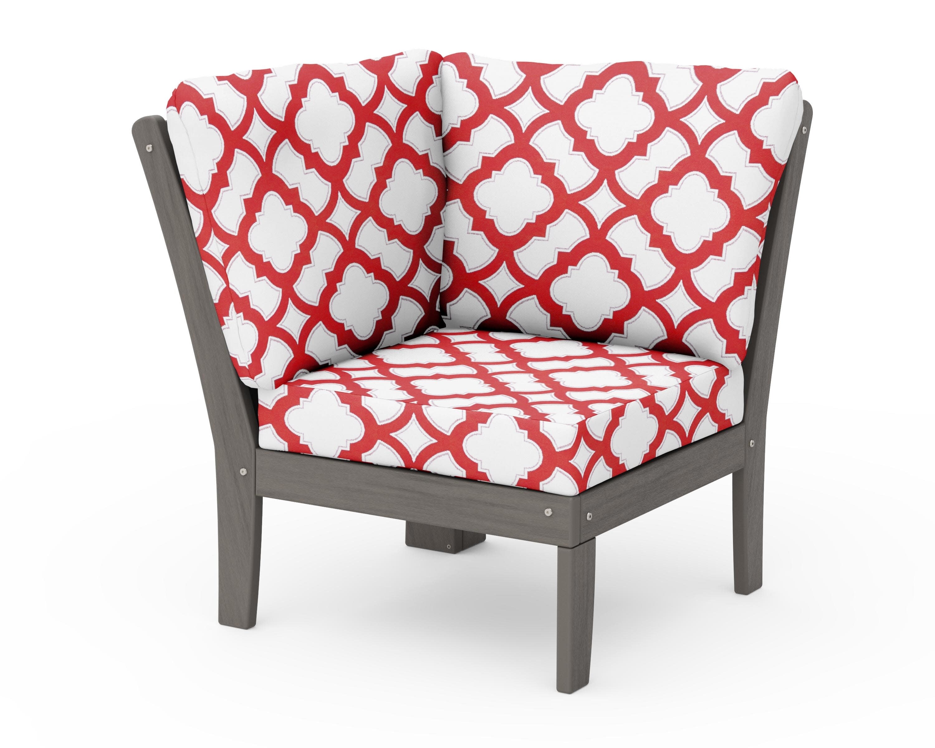 Braxton Modular Corner Chair in Driftwood / Trellis Crimson