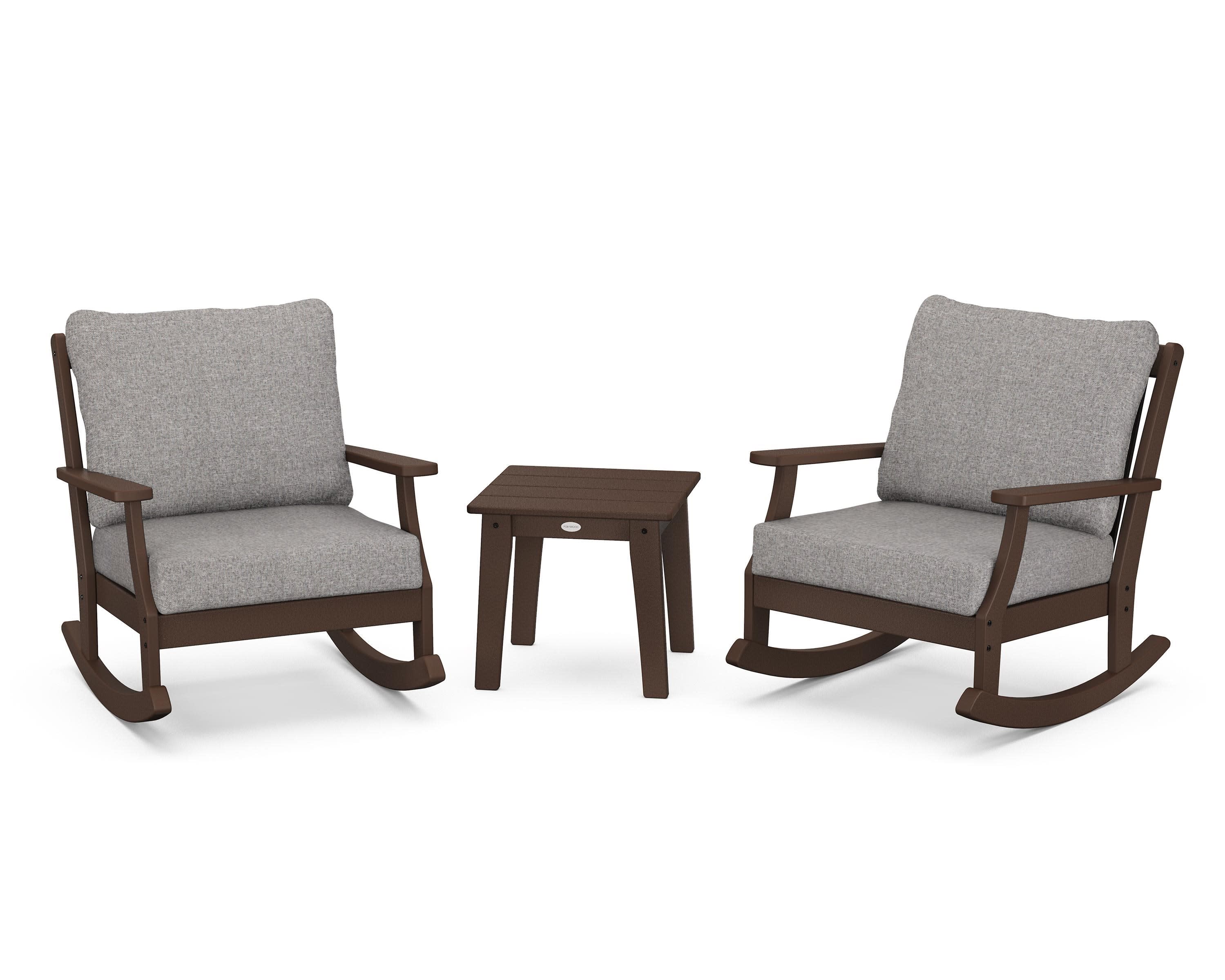 Braxton 3-Piece Deep Seating Rocker Set in Mahogany / Grey Mist