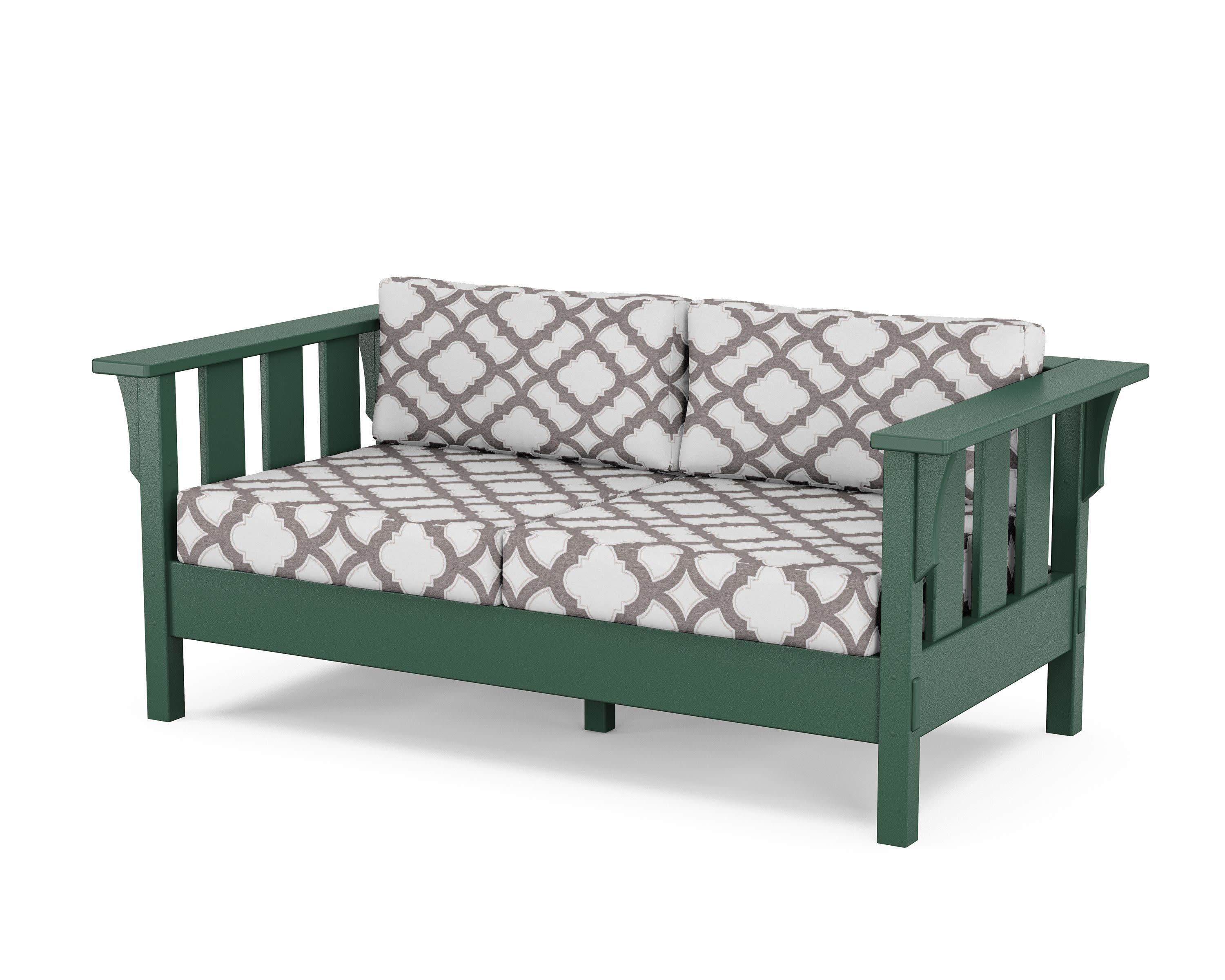 Acadia Deep Seating Loveseat in Green / Trellis Grey Mist