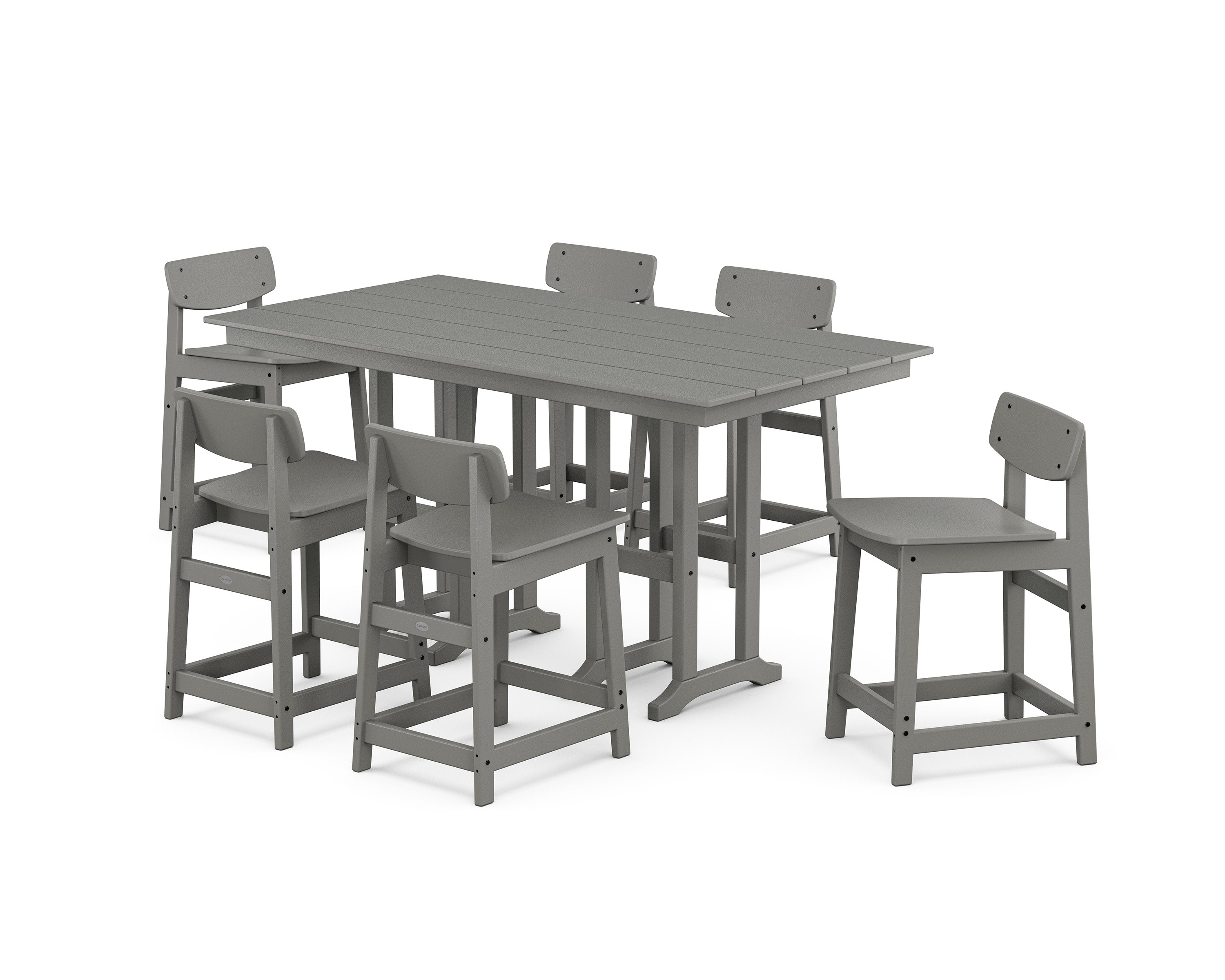 Modern Studio Urban Lowback Counter Chair 7-Piece Set in Slate Grey