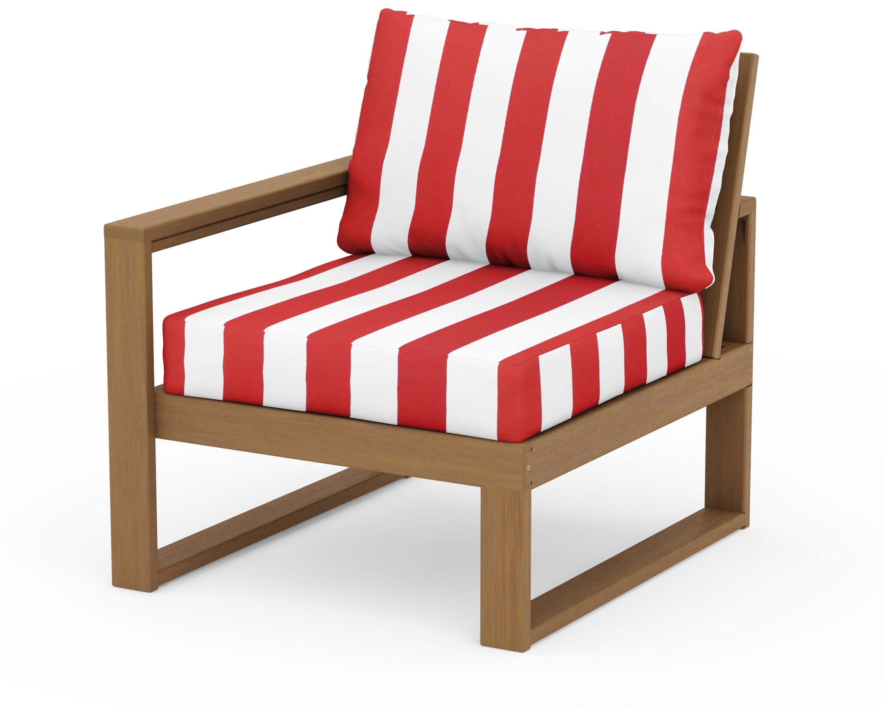 EDGE Modular Left Arm Chair in Natural / Cabana Stripe Crimson