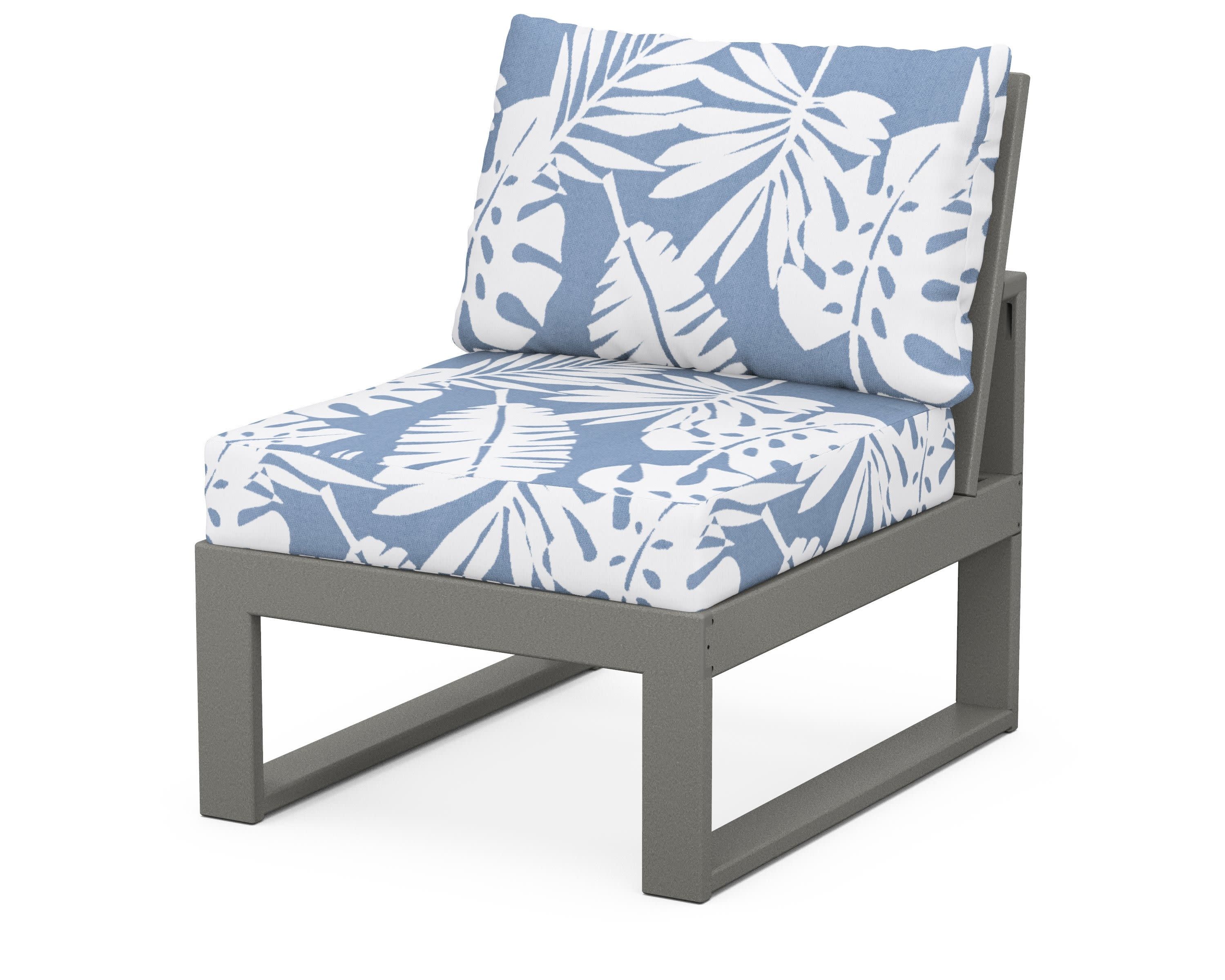 Modular Armless Chair in Slate Grey / Leaf Sky Blue