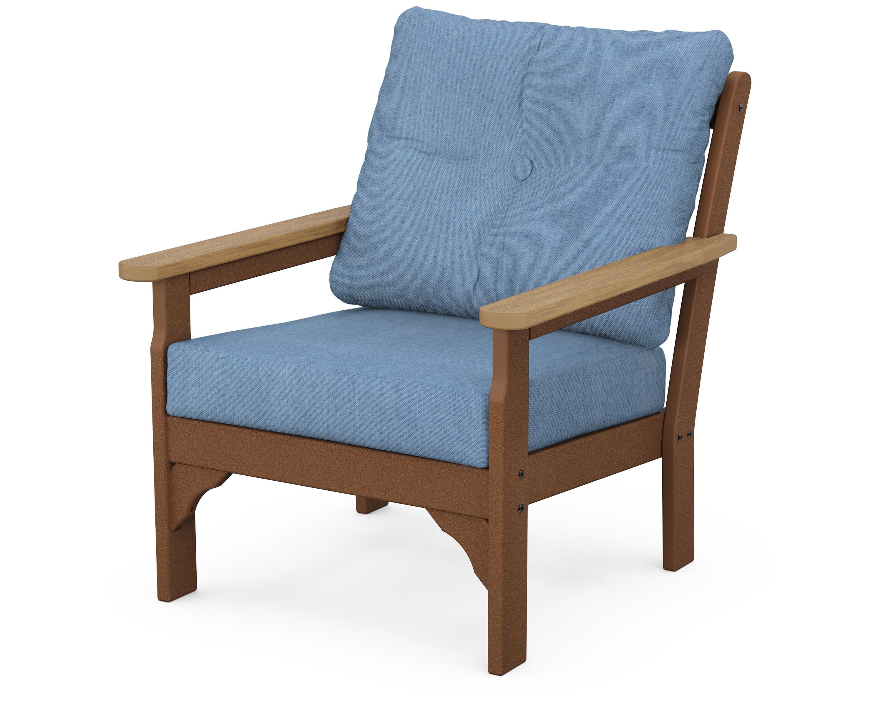 Vineyard Deep Seating Chair in Teak / Natural / Sky Blue