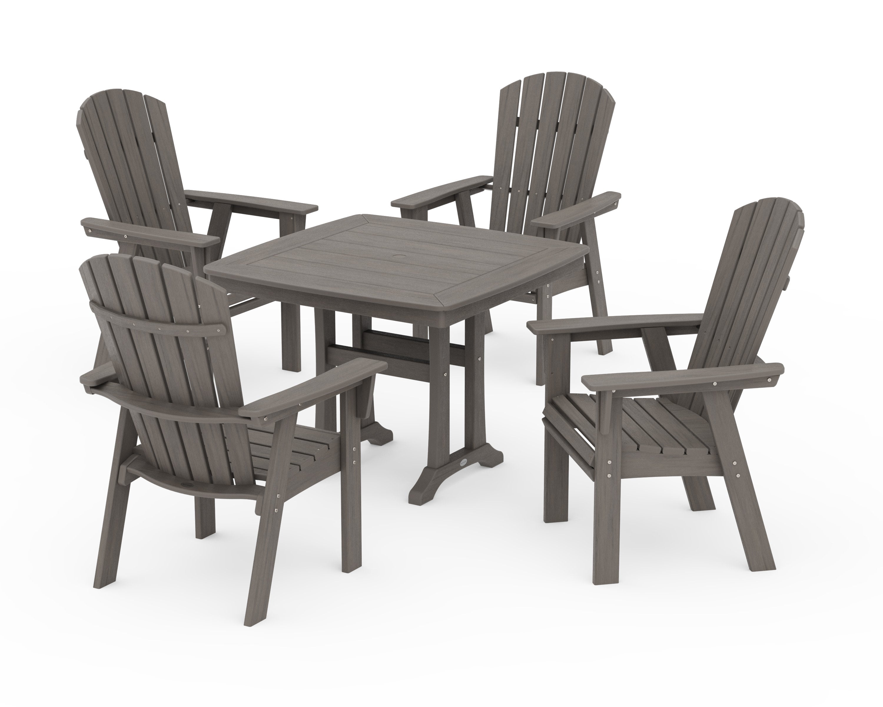 Nautical Adirondack 5-Piece Dining Set with Trestle Legs in Driftwood