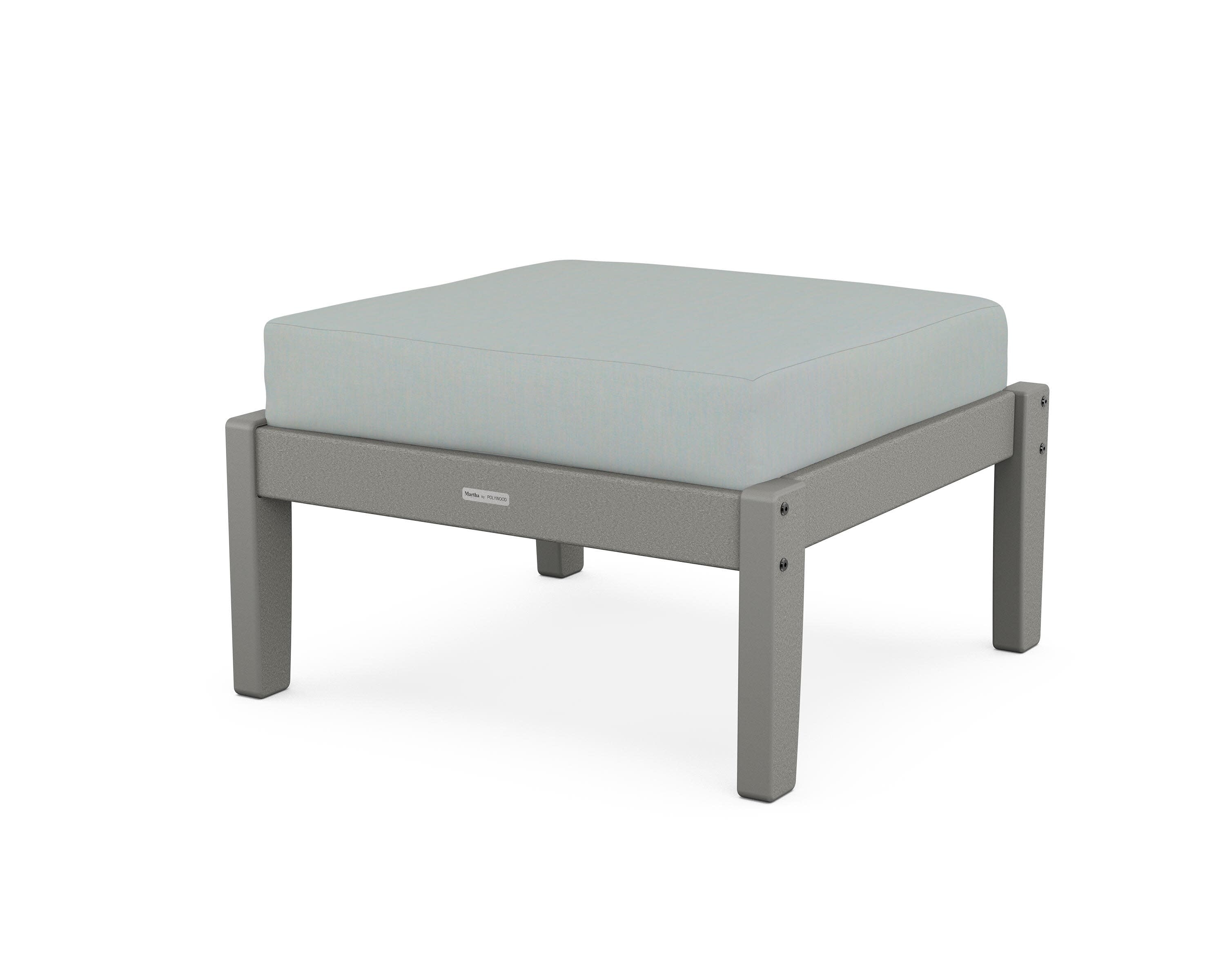 Chinoiserie Deep Seating Ottoman in Slate Grey / Spa
