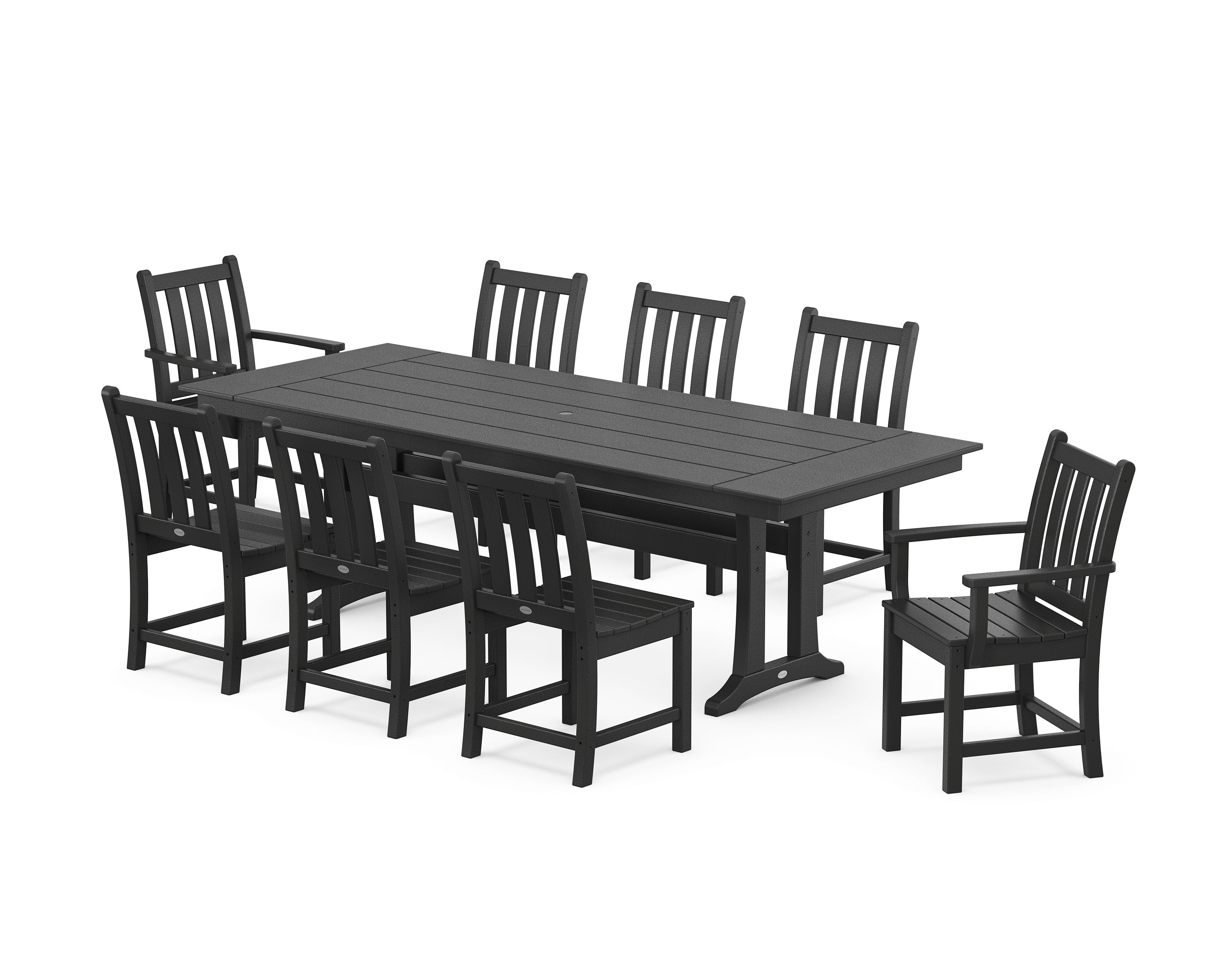Traditional Garden 9-Piece Farmhouse Dining Set with Trestle Legs in Black