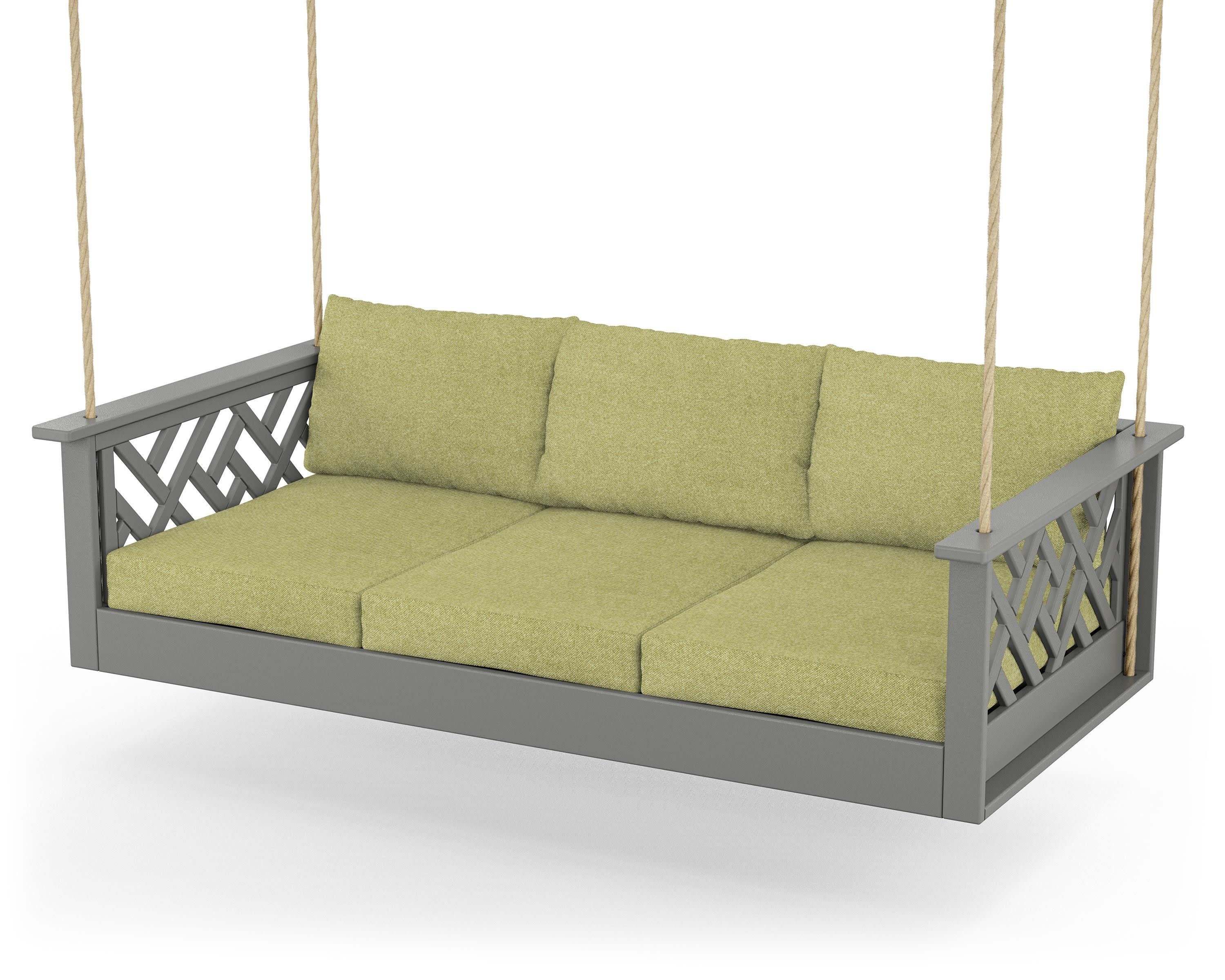 Chippendale Daybed Swing in Slate Grey / Chartreuse Boucle