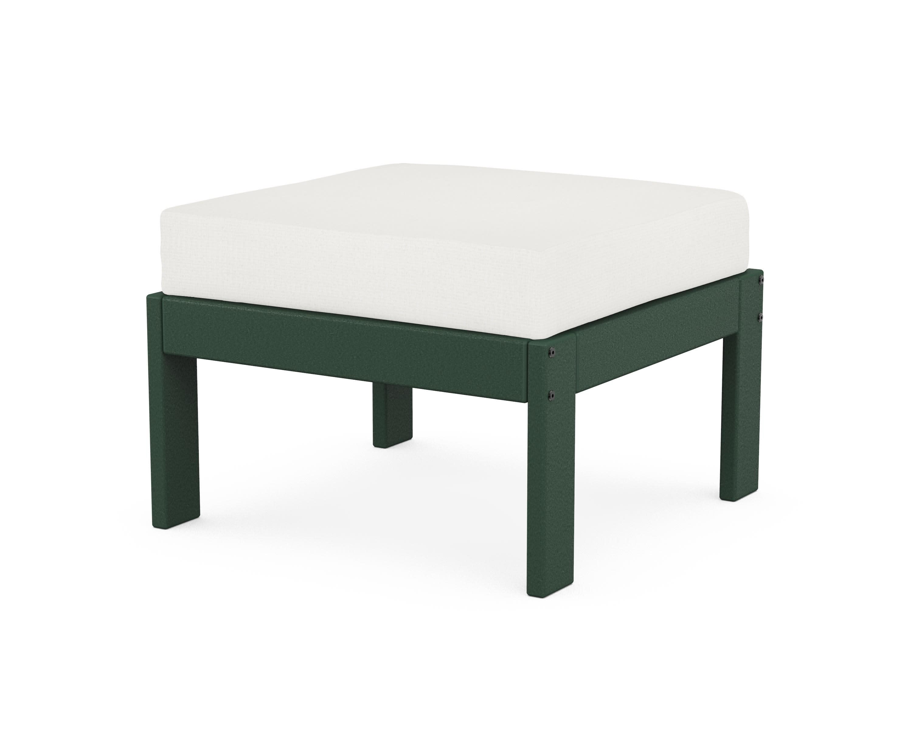 Vineyard Modular Ottoman in Green / Natural Linen