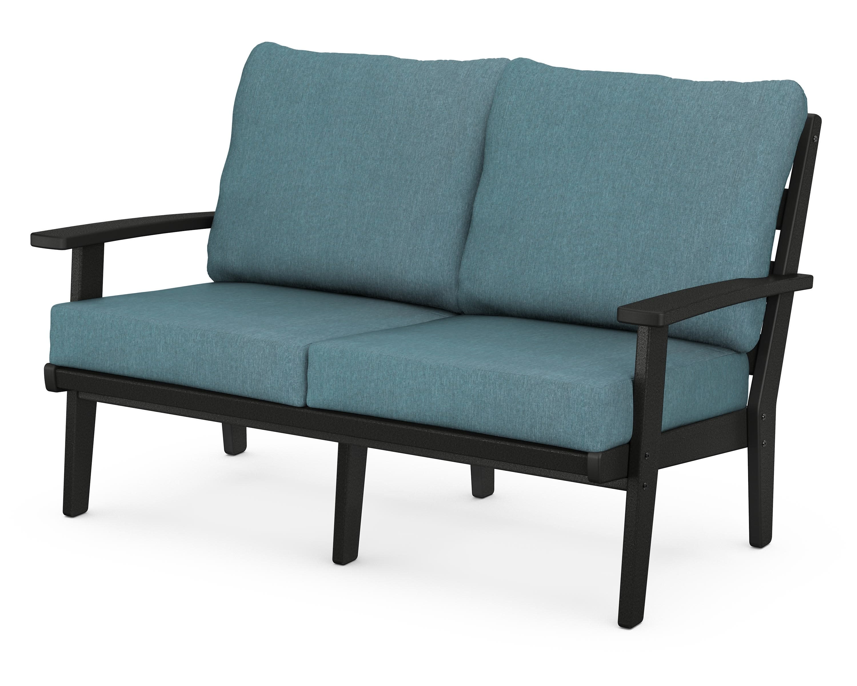 Grant Park Deep Seating Loveseat in Black / Ocean Teal