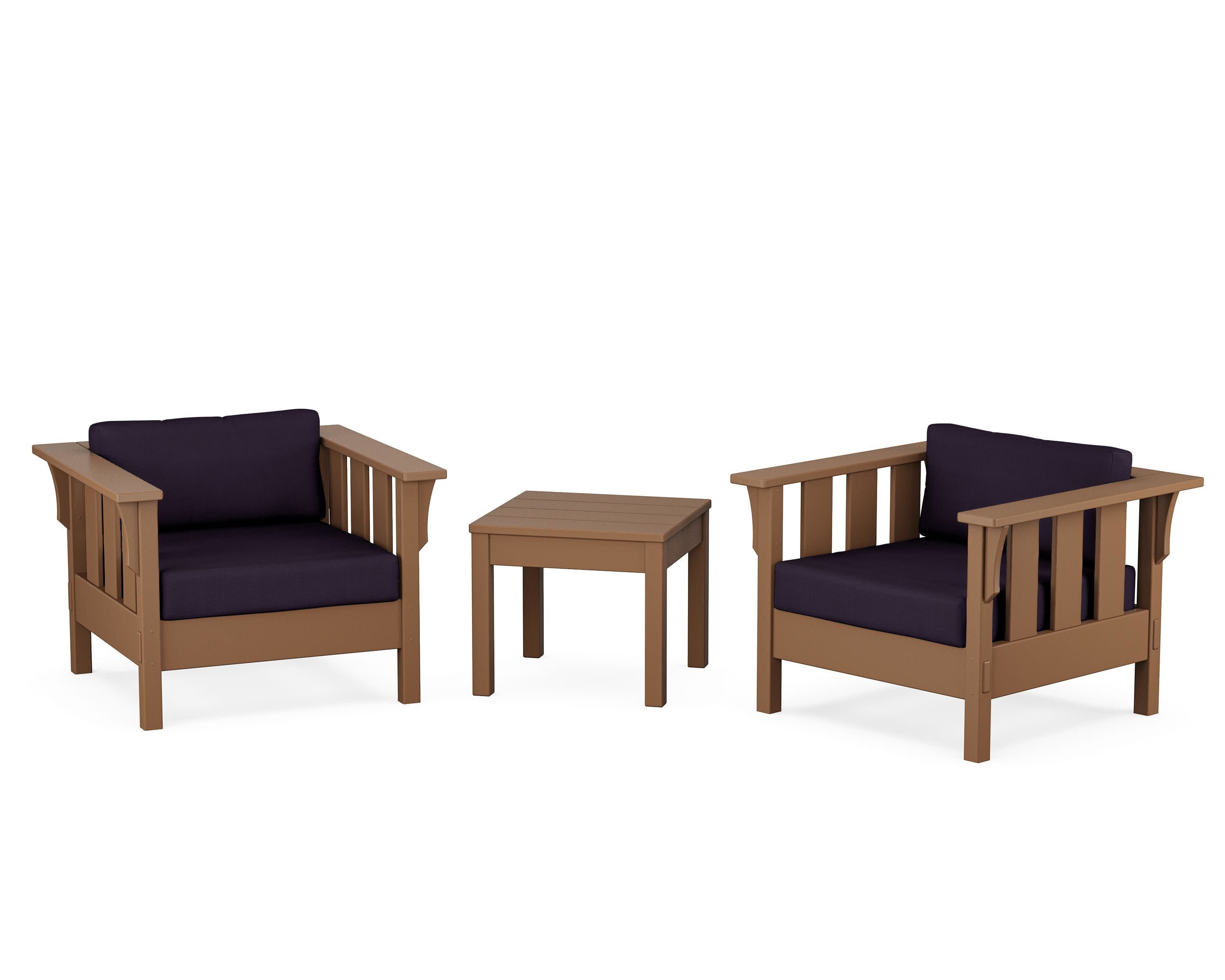 Acadia 3-Piece Deep Seating Set in Teak / Navy Linen
