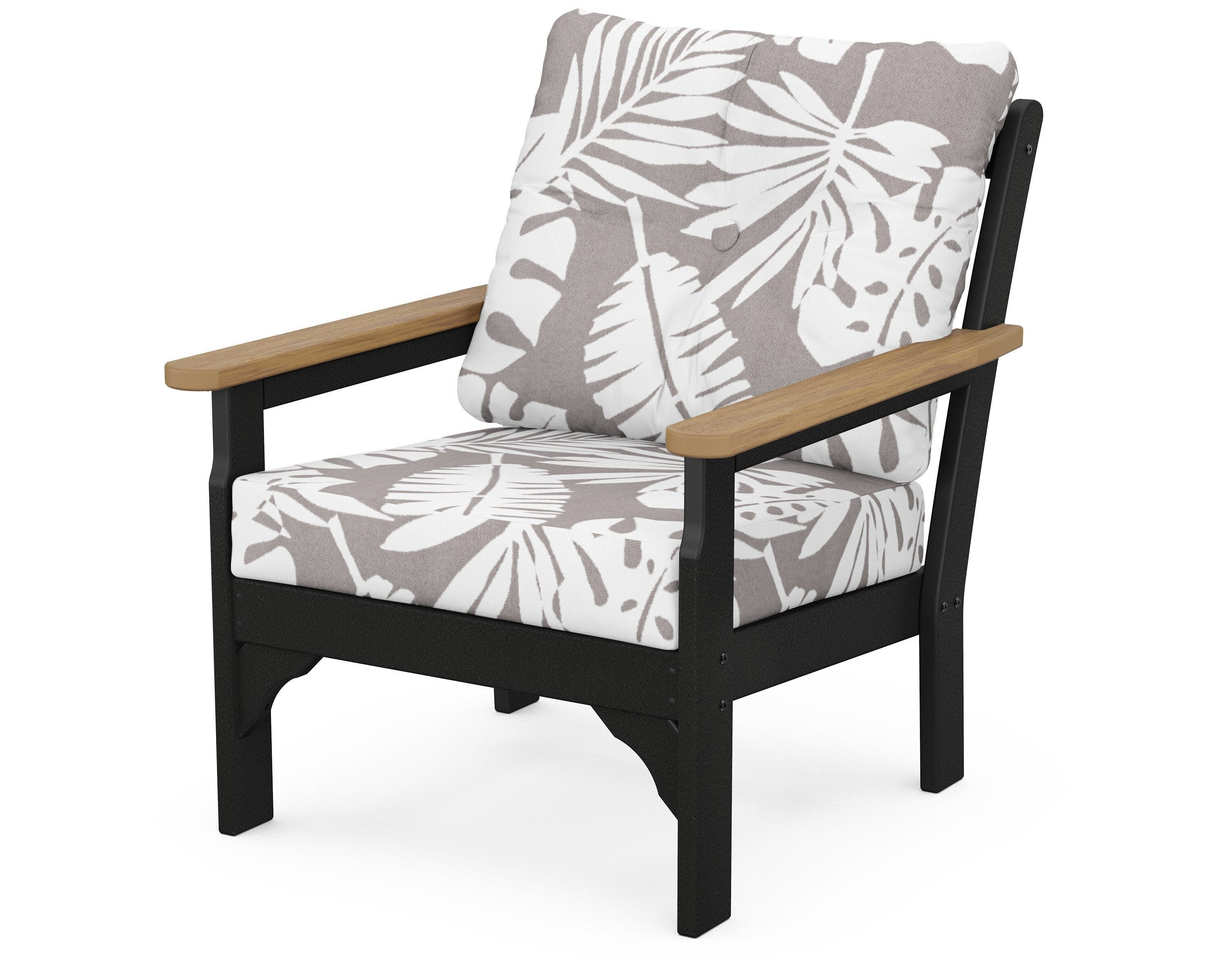 Vineyard Deep Seating Chair in Black / Natural / Leaf Grey Mist