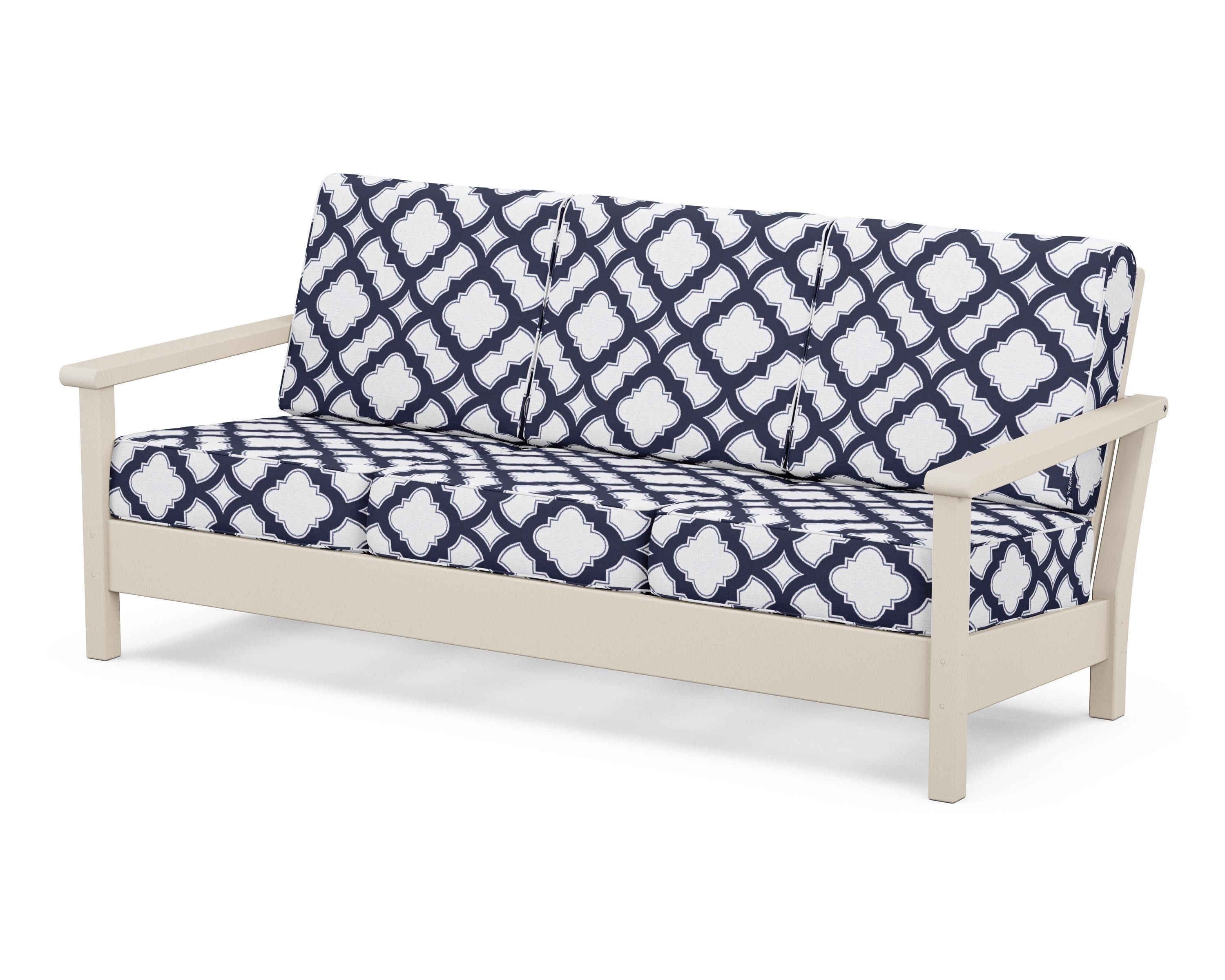 Harbour Deep Seating Sofa in Sand / Trellis Navy