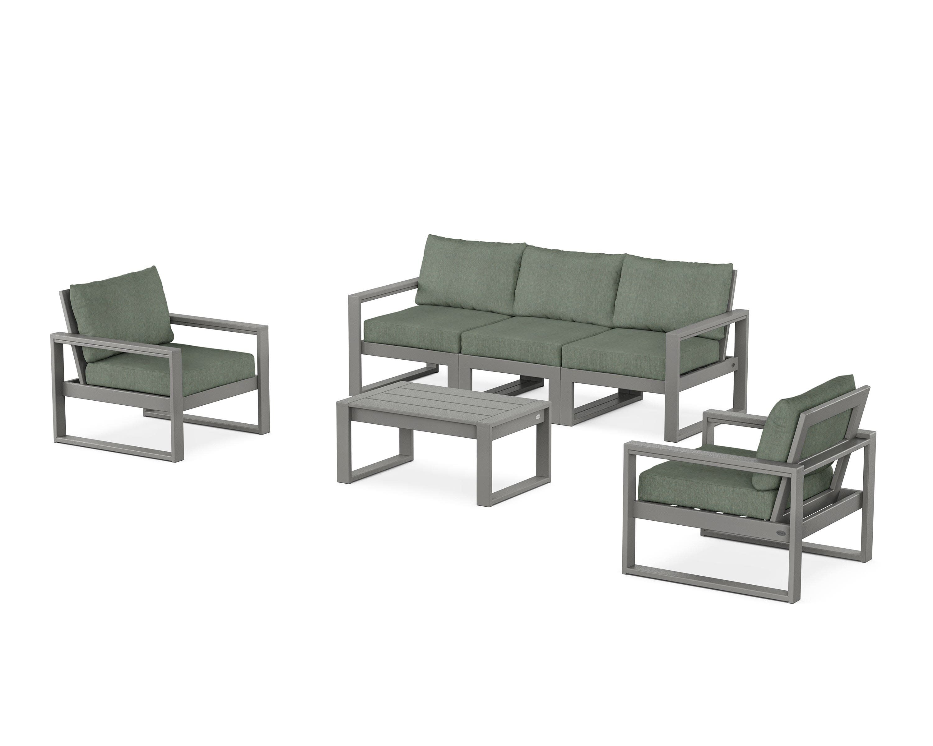 EDGE Sectional 4-Piece Deep Seating Set with Sofa in Slate Grey / Cast Sage